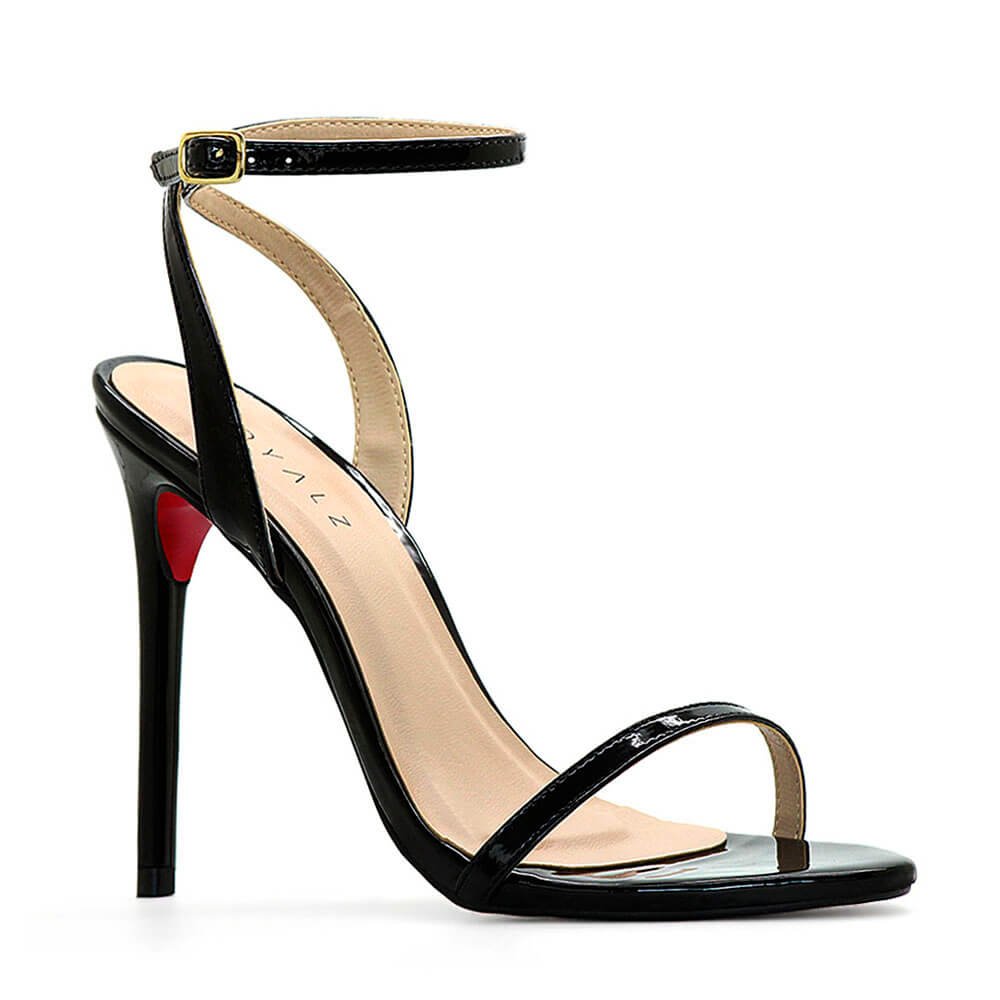 Sandália Royalz Verniz Sola Vermelha Liz Salto Alto Fino Preta Preto 2