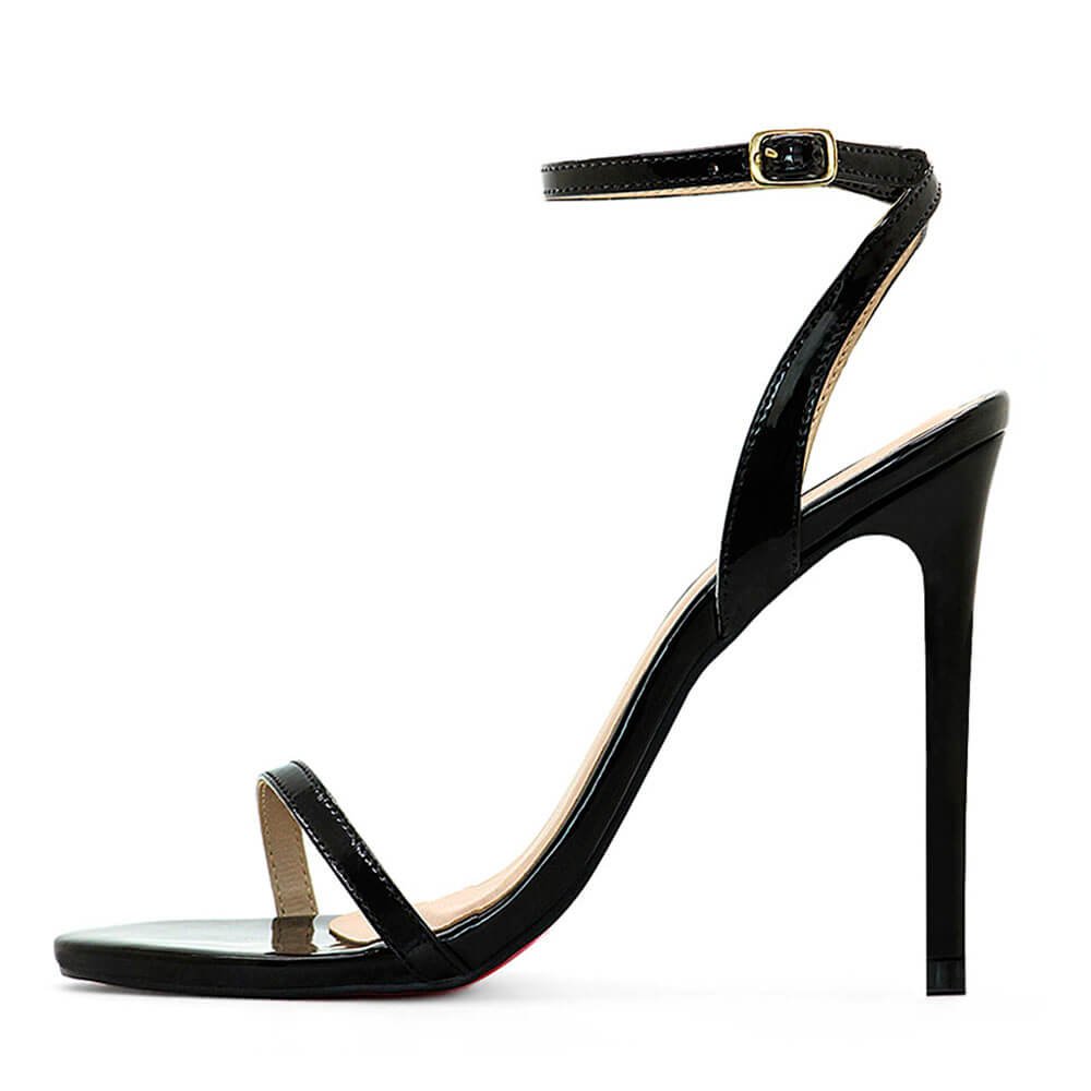 Sandália Royalz Verniz Sola Vermelha Liz Salto Alto Fino Preta Preto 3