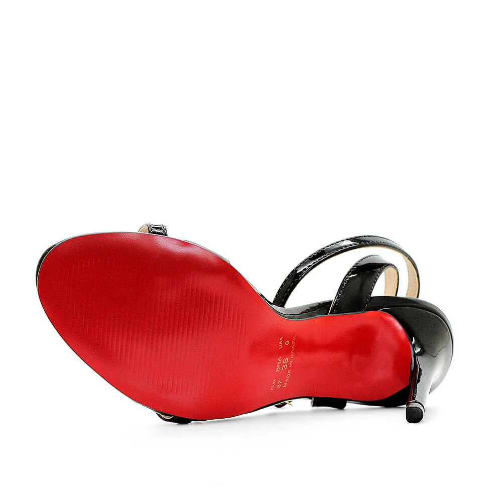 Sandália Royalz Verniz Sola Vermelha Liz Salto Alto Fino Preta Preto 4