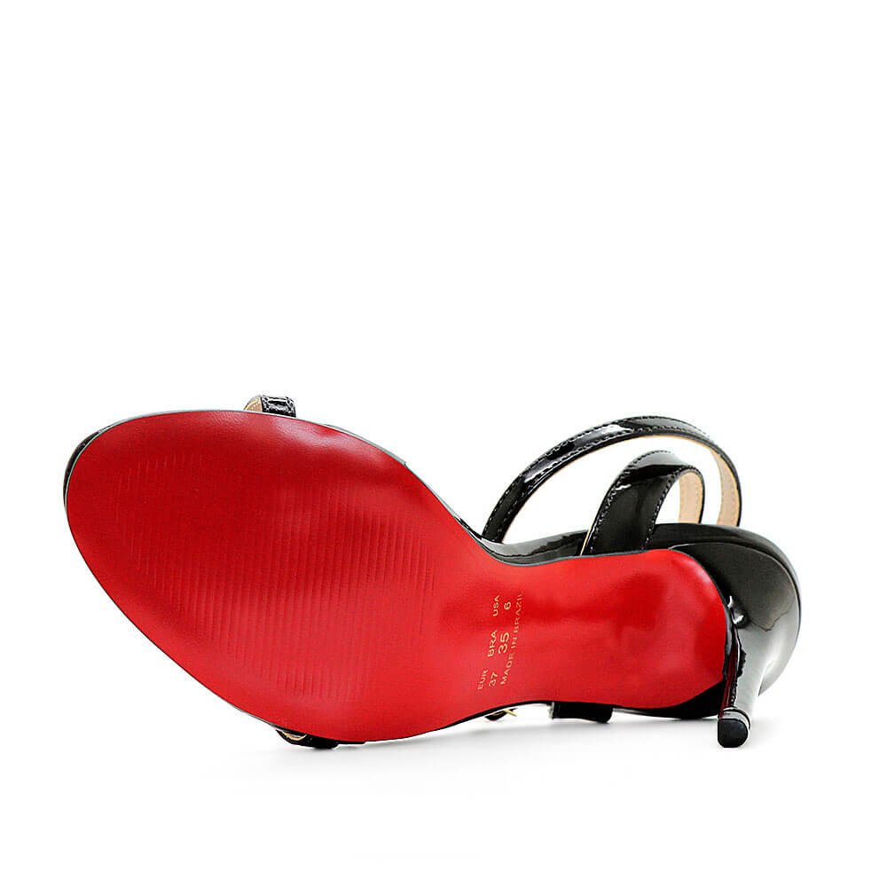 Sandália Royalz Verniz Sola Vermelha Liz Salto Alto Fino Preta Preto 4