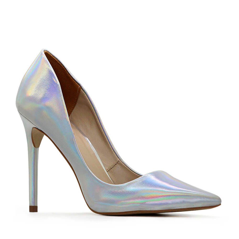 Scarpin Royalz Metalizado Salto Alto Fino Celine Furta Cor Prata 2