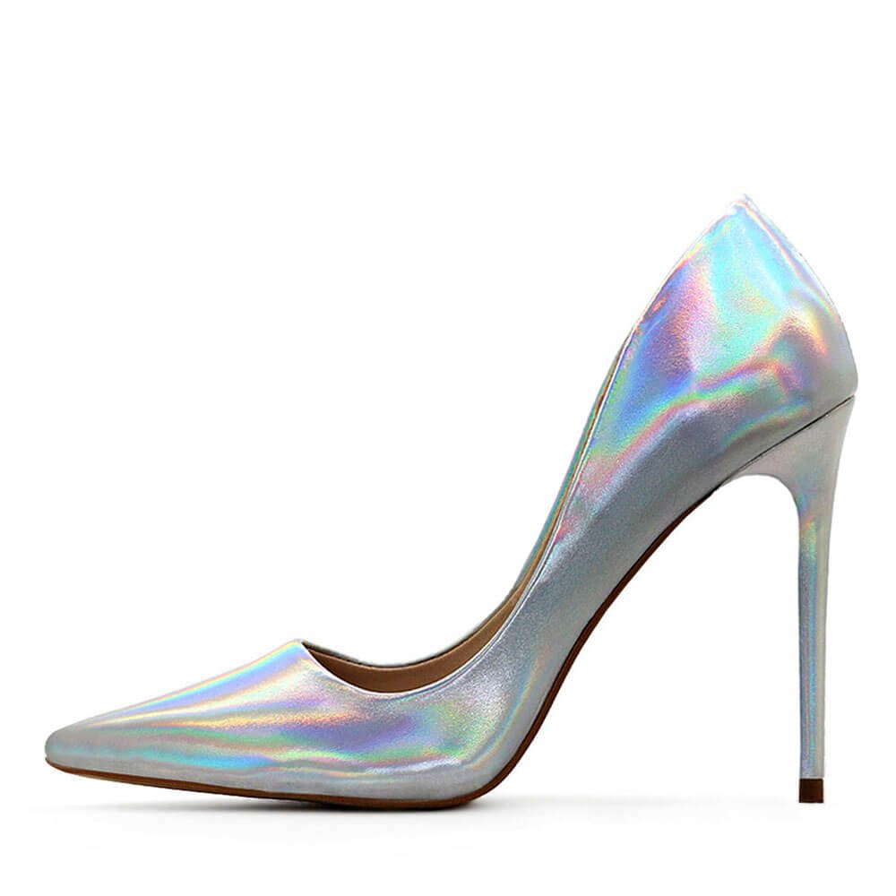 Scarpin Royalz Metalizado Salto Alto Fino Celine Furta Cor Prata 3