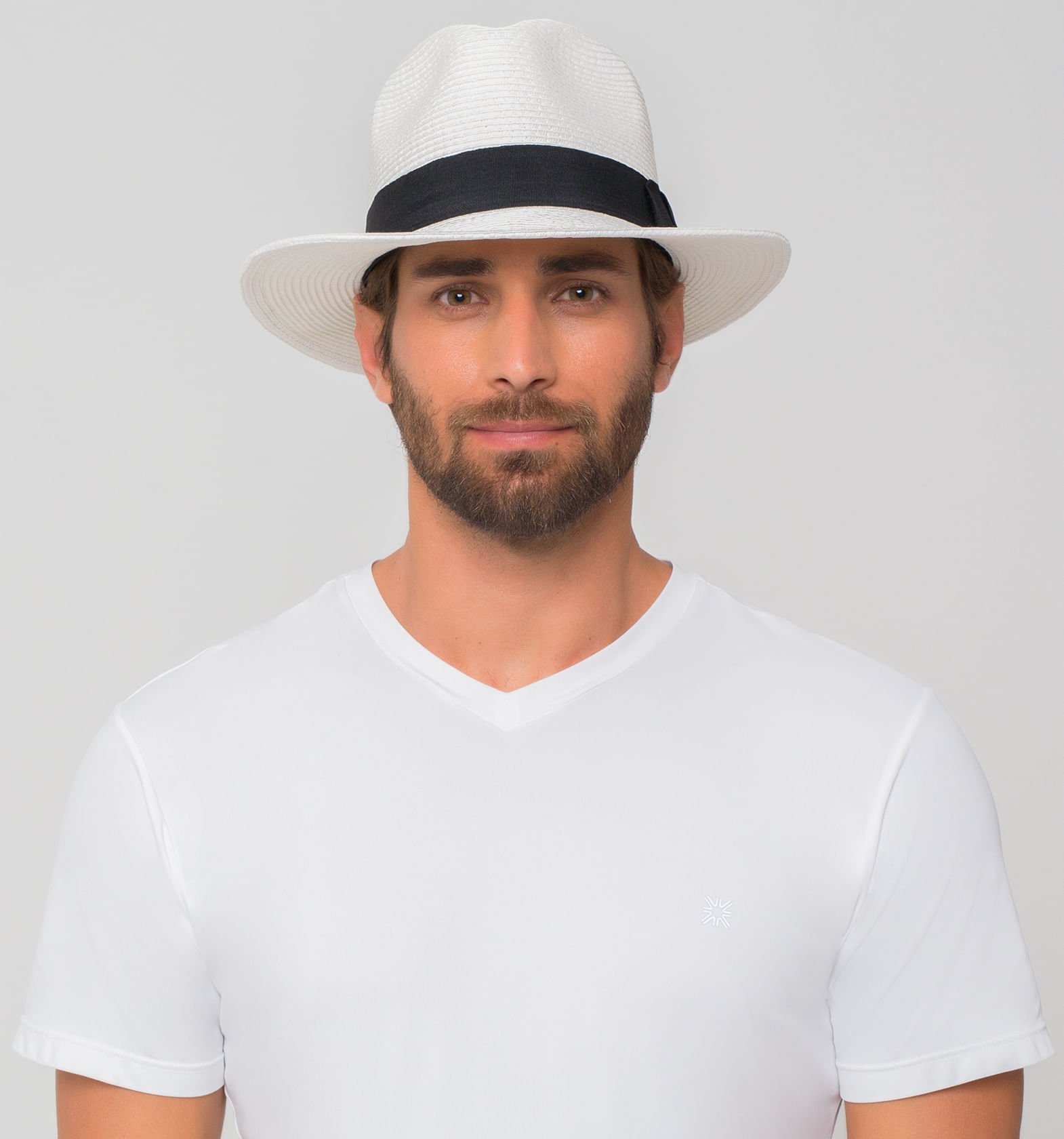Chapéu de Palha UV Com Proteção Solar Shanghai Branco Branco 4