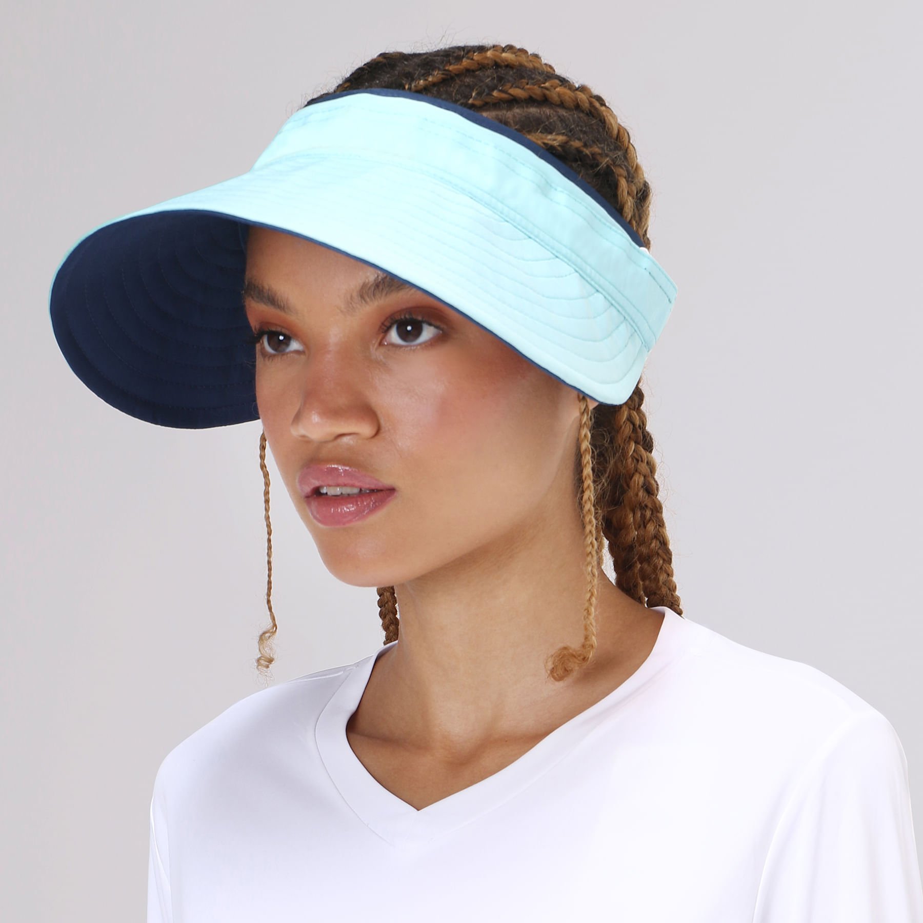Viseira UV Com Proteção Solar Bali Marinho/Azul Claro Azul 4