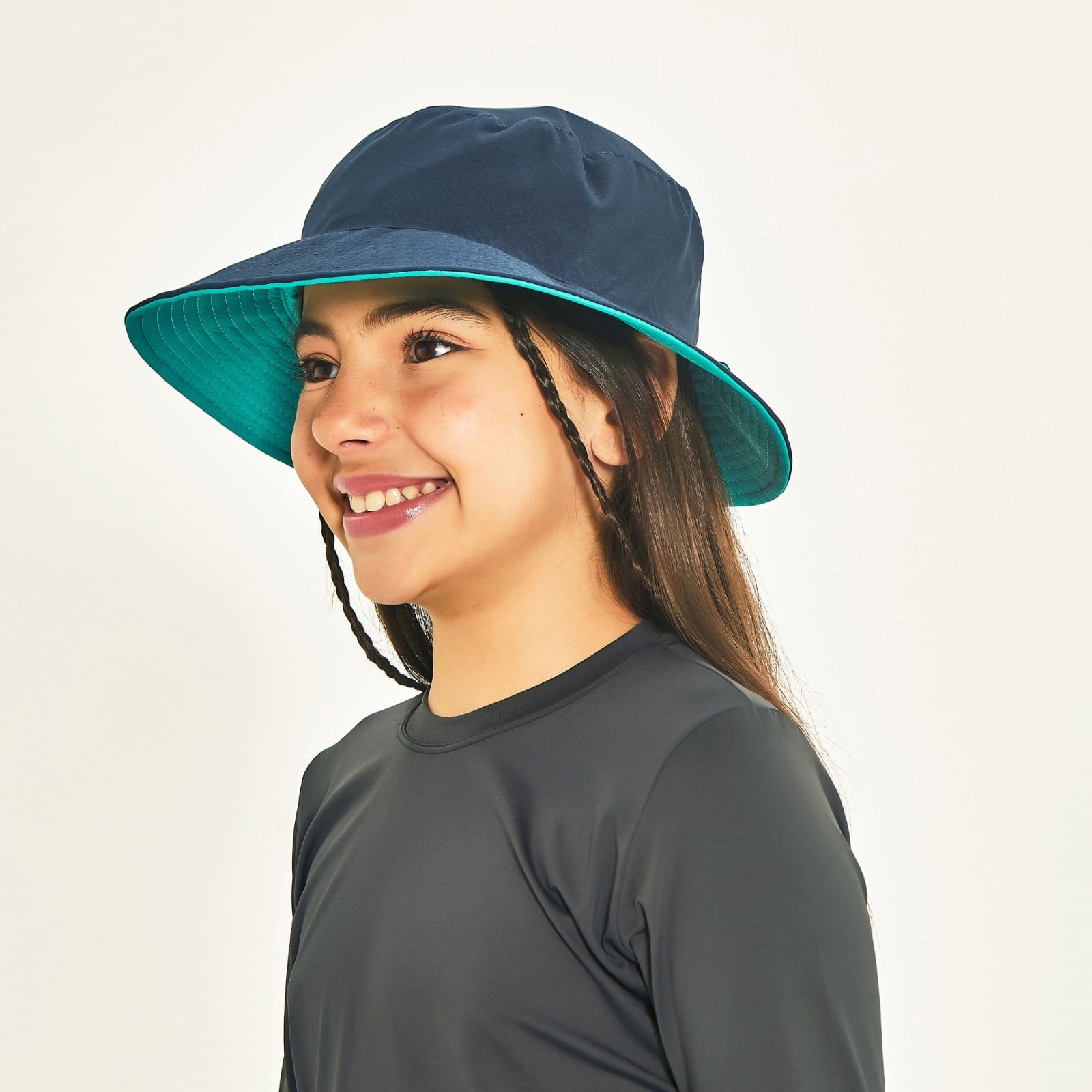 Chapéu UV Infantil Com Proteção Solar Califórnia Marinho/Verde Agua Verde 2