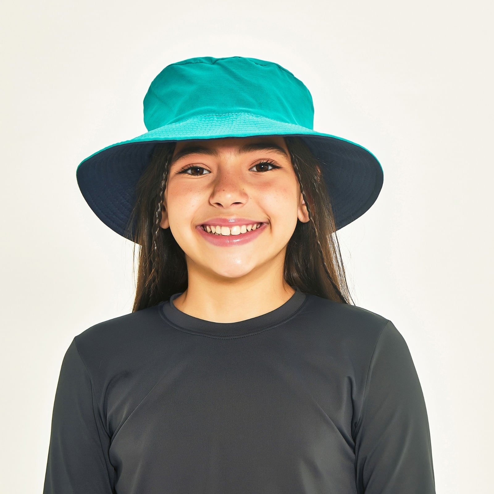 Chapéu UV Infantil Com Proteção Solar Califórnia Marinho/Verde Agua Verde 4