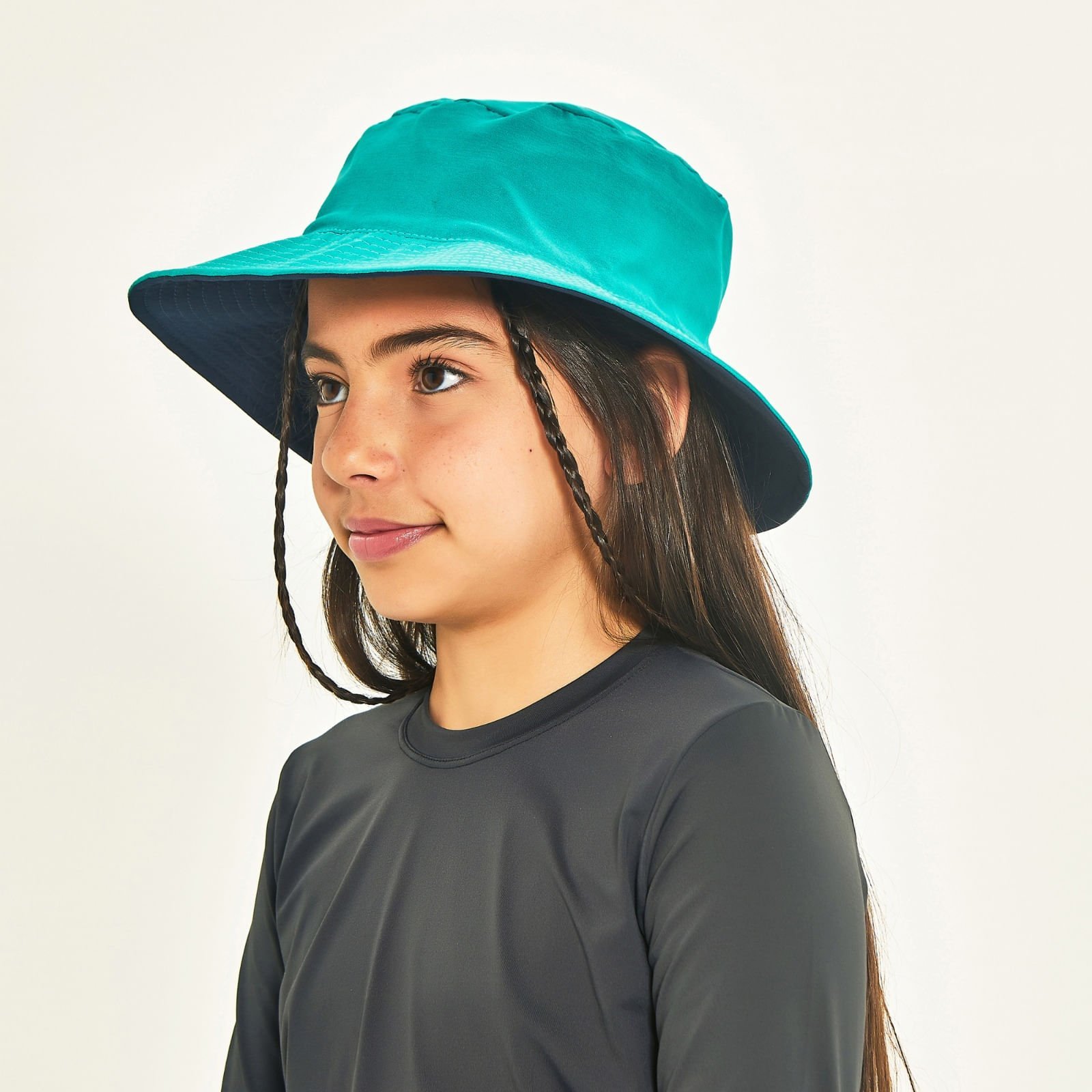 Chapéu UV Infantil Com Proteção Solar Califórnia Marinho/Verde Agua Verde 5