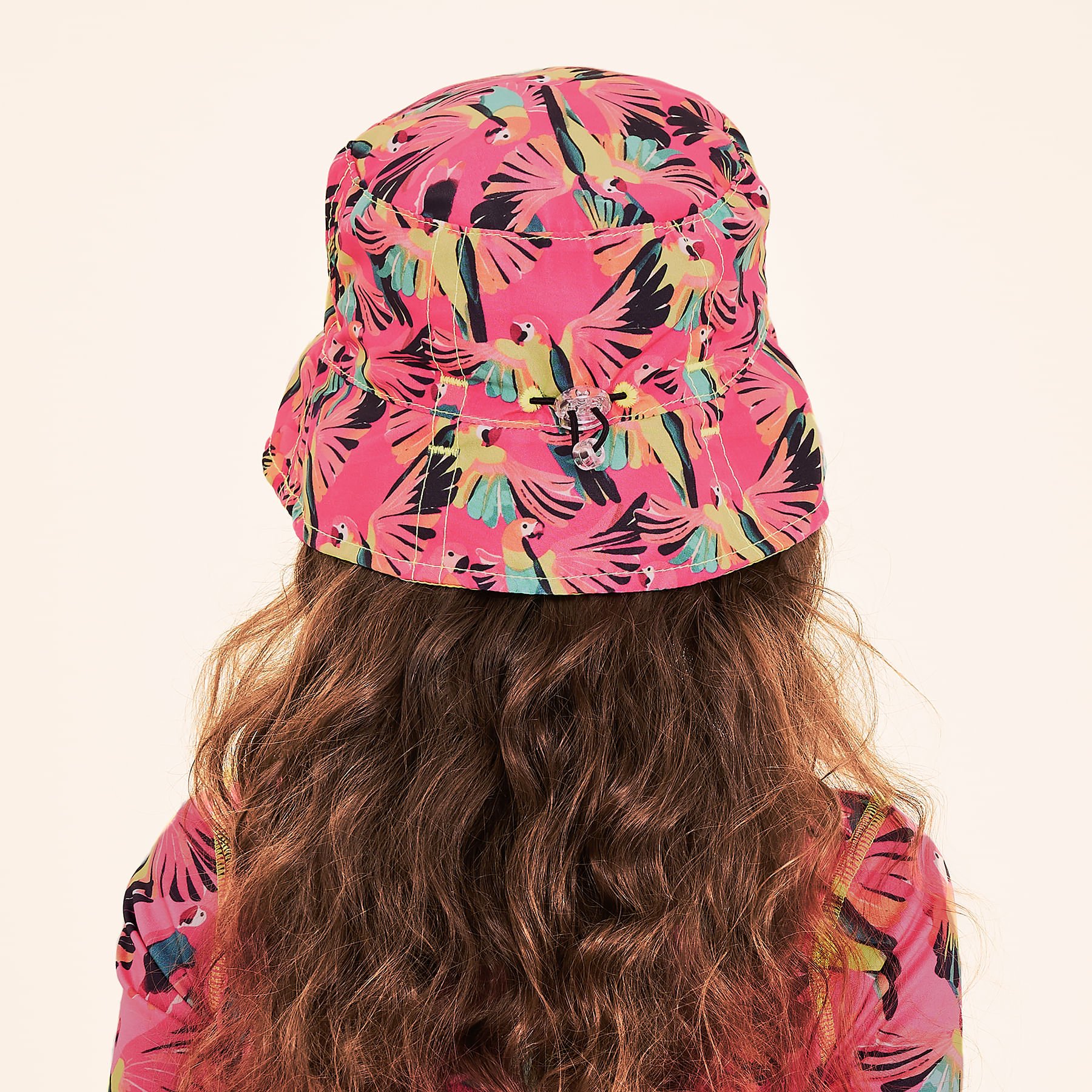 Chapéu UV Bebê com Proteção Solar Napoli Estampa Passaro Rosa 7