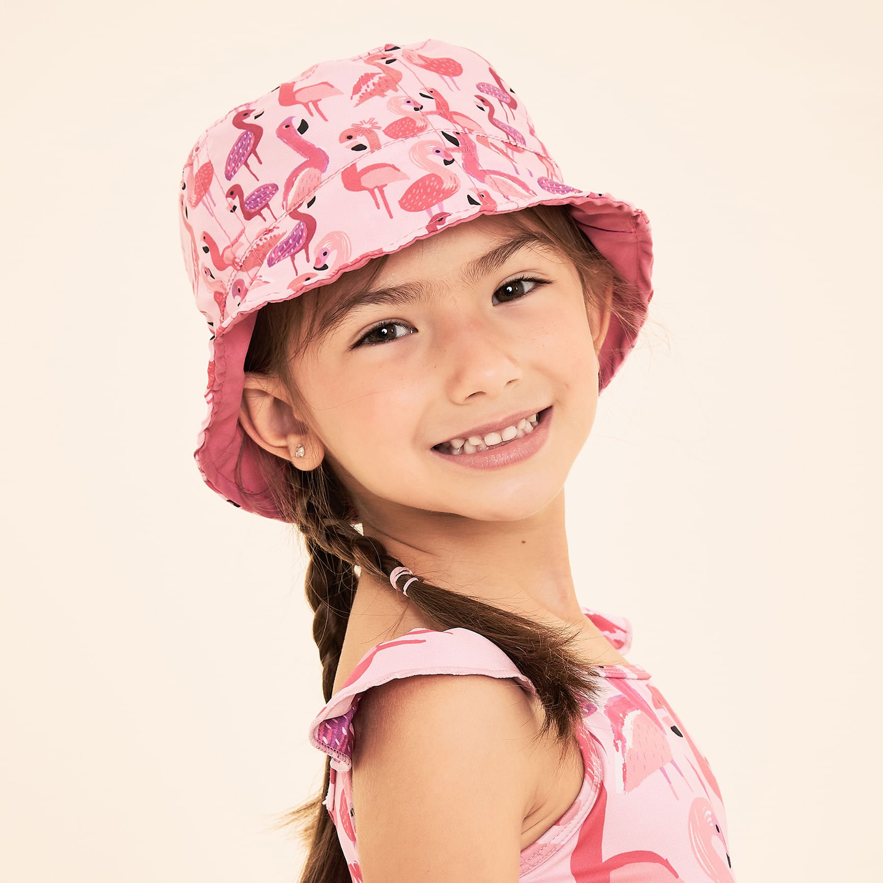 Chapéu UV Bebê com Proteção Solar Napoli Estampa Flamingo