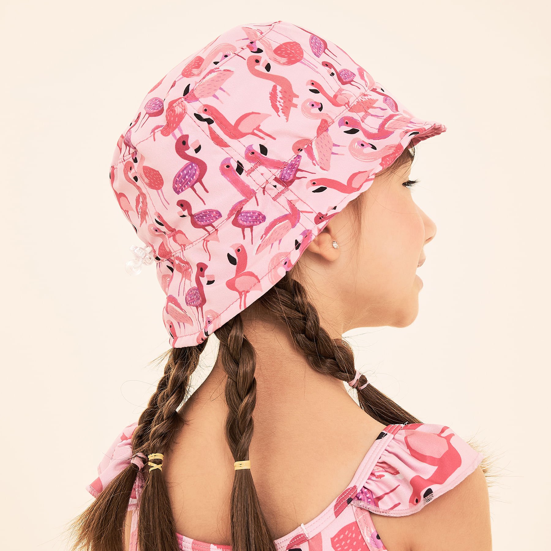 Chapéu UV Bebê com Proteção Solar Napoli Estampa Flamingo Rosa 4