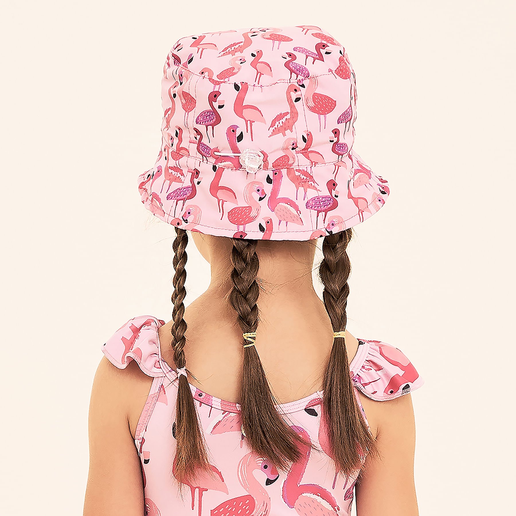 Chapéu UV Bebê com Proteção Solar Napoli Estampa Flamingo Rosa 5