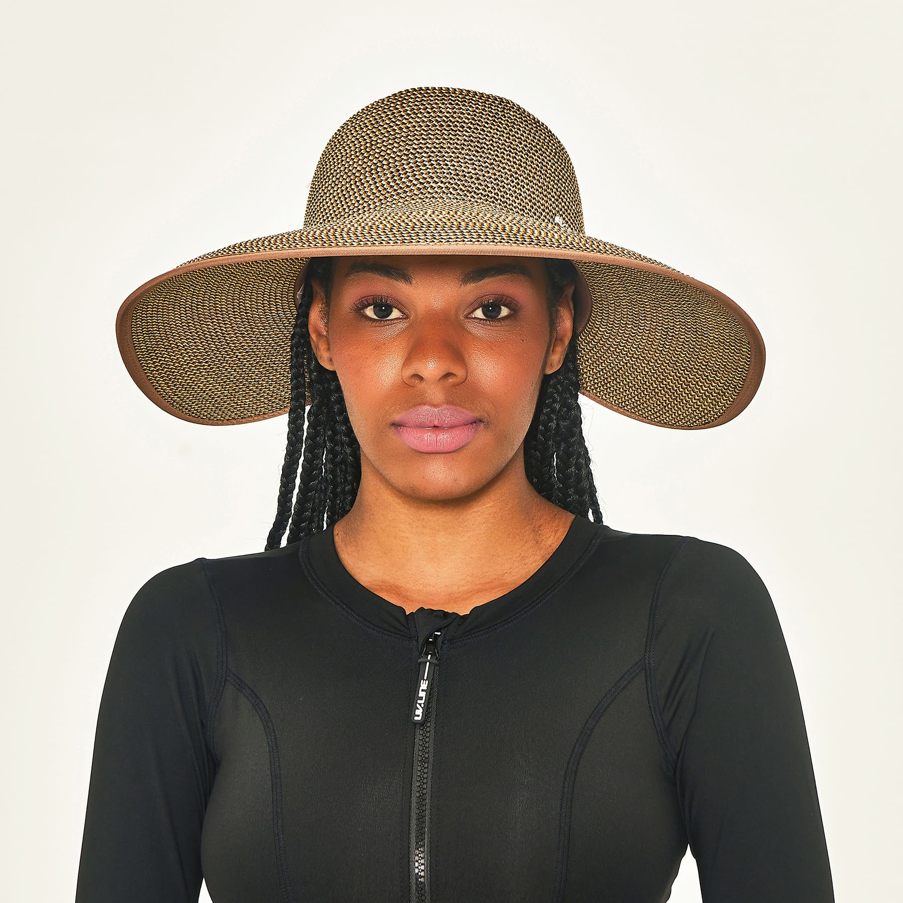 Chapéu de Palha UV Com Proteção Solar Santorini Mescla Bege/Marrom 2