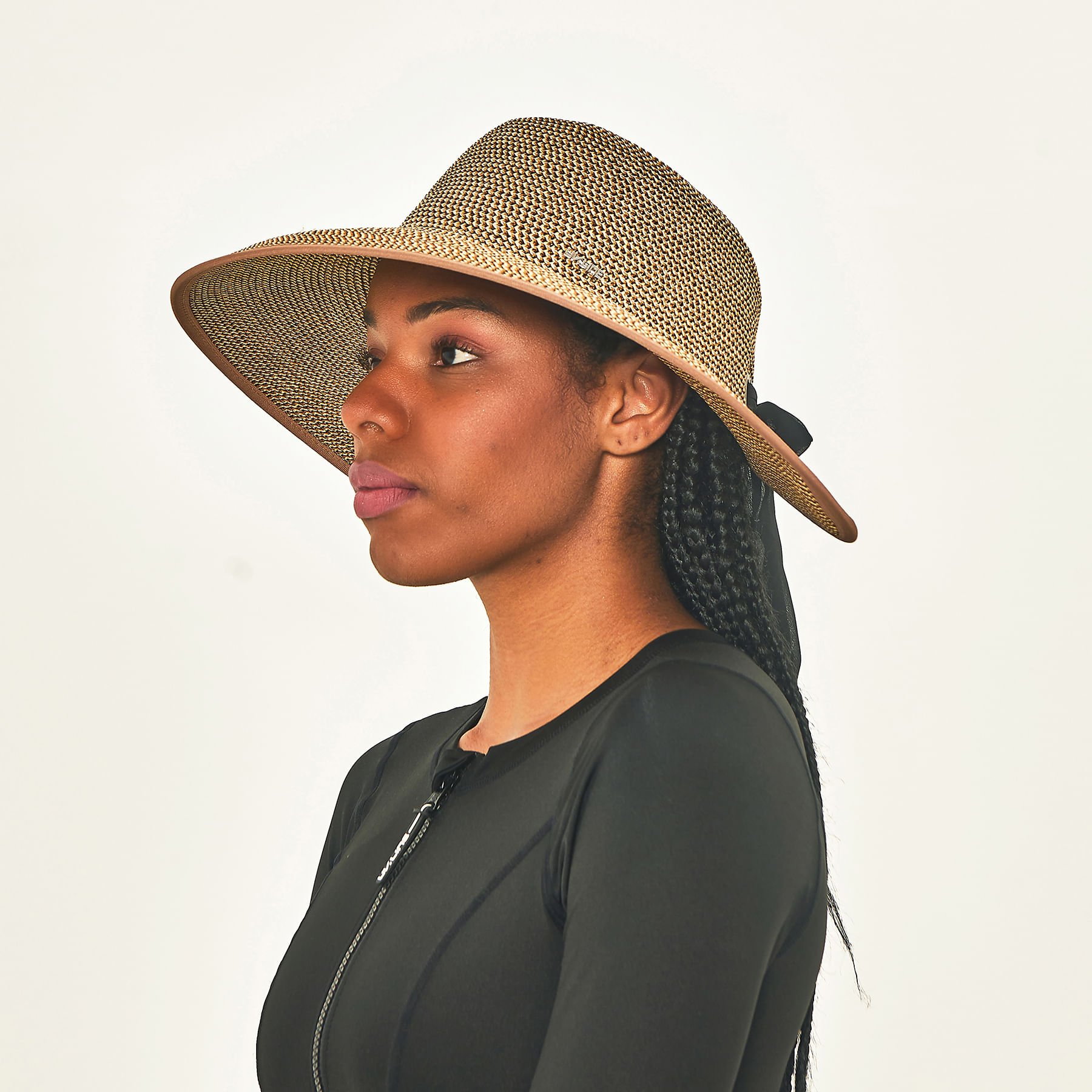 Chapéu de Palha UV Com Proteção Solar Santorini Mescla Bege/Marrom 3