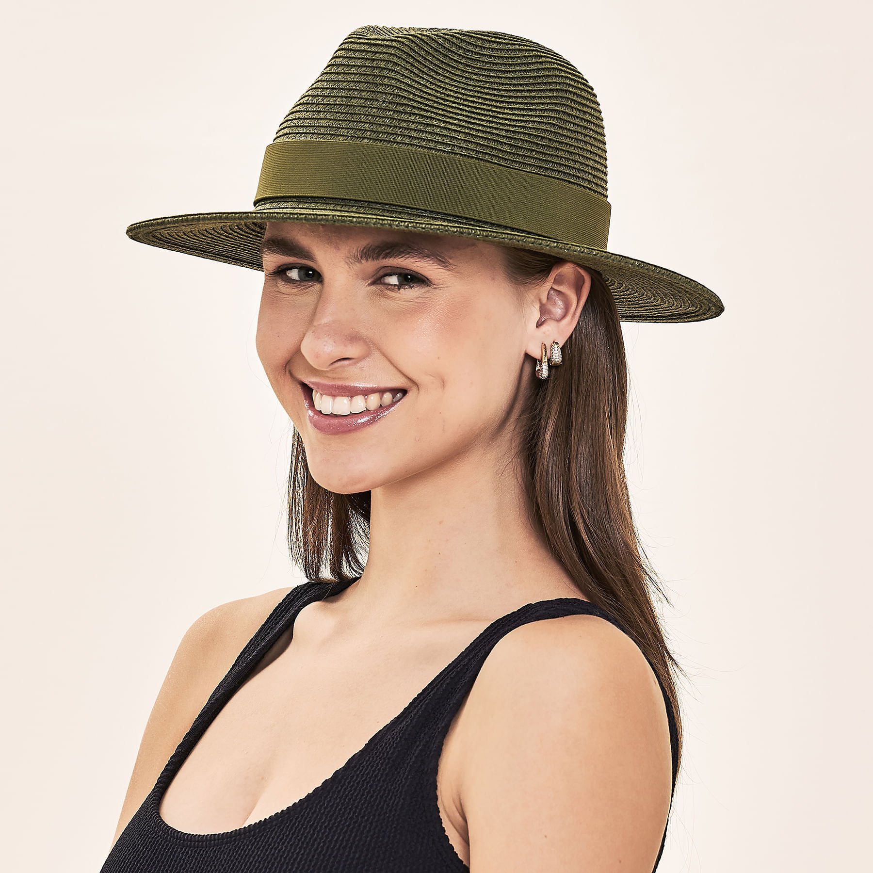 Chapéu de Palha UV Com Proteção Solar Shanghai - VERDE MILITAR Verde 2