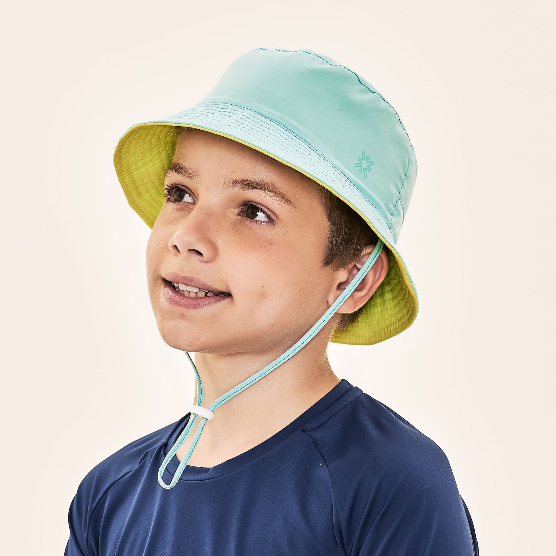 Chapéu UV Infantil Com Proteção Solar Basic Kids Lagoa/Limão Neon