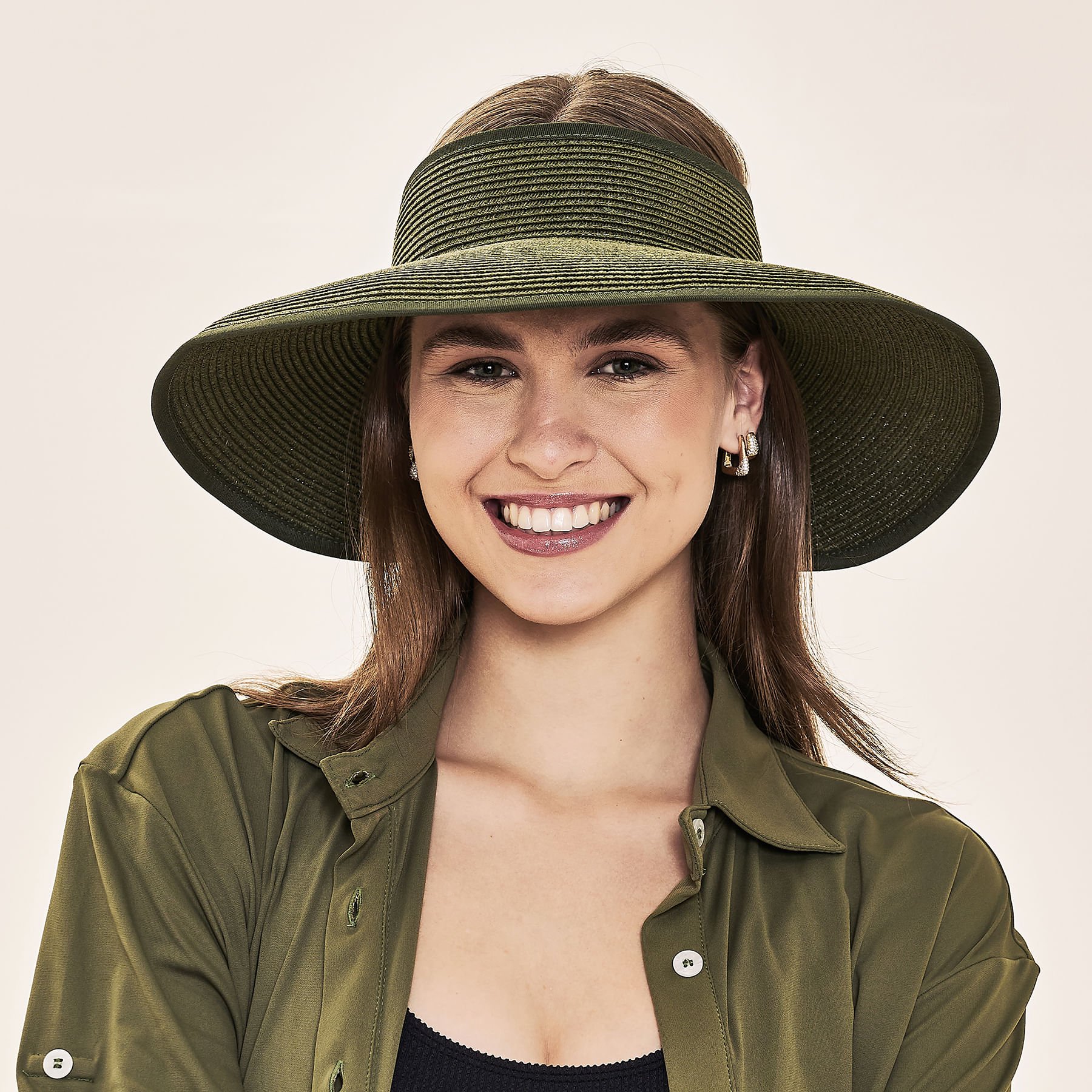Viseira UV Com Proteção Solar Siena Trigo-VERDE MILITAR