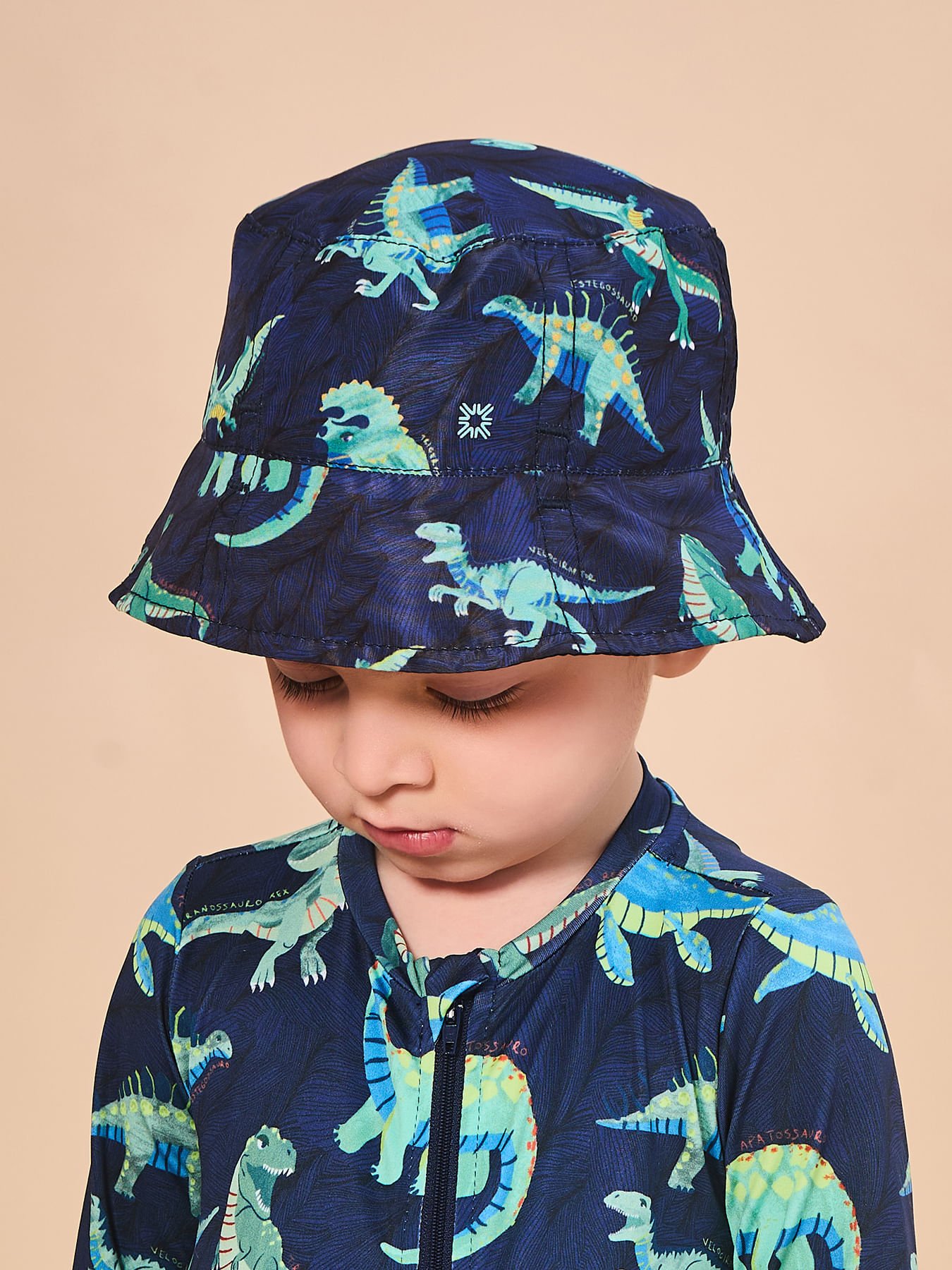 Chapéu UV Bebê com Proteção Solar Napoli - ESTAMPA DINO Azul 2