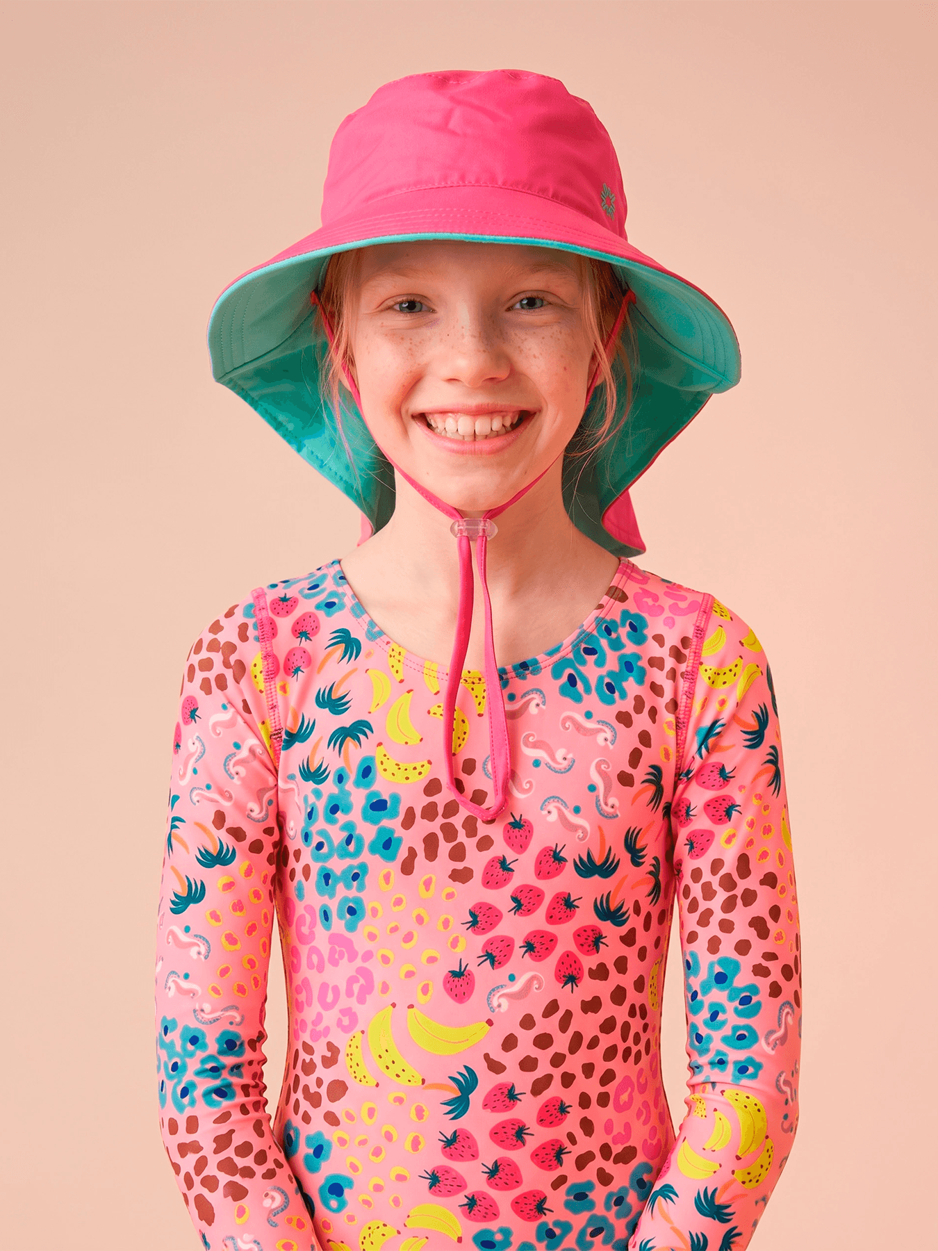 Chapéu UV Com Proteção Solar Infantil Dupla Face Sicilia Kids - Pink/Lagoa