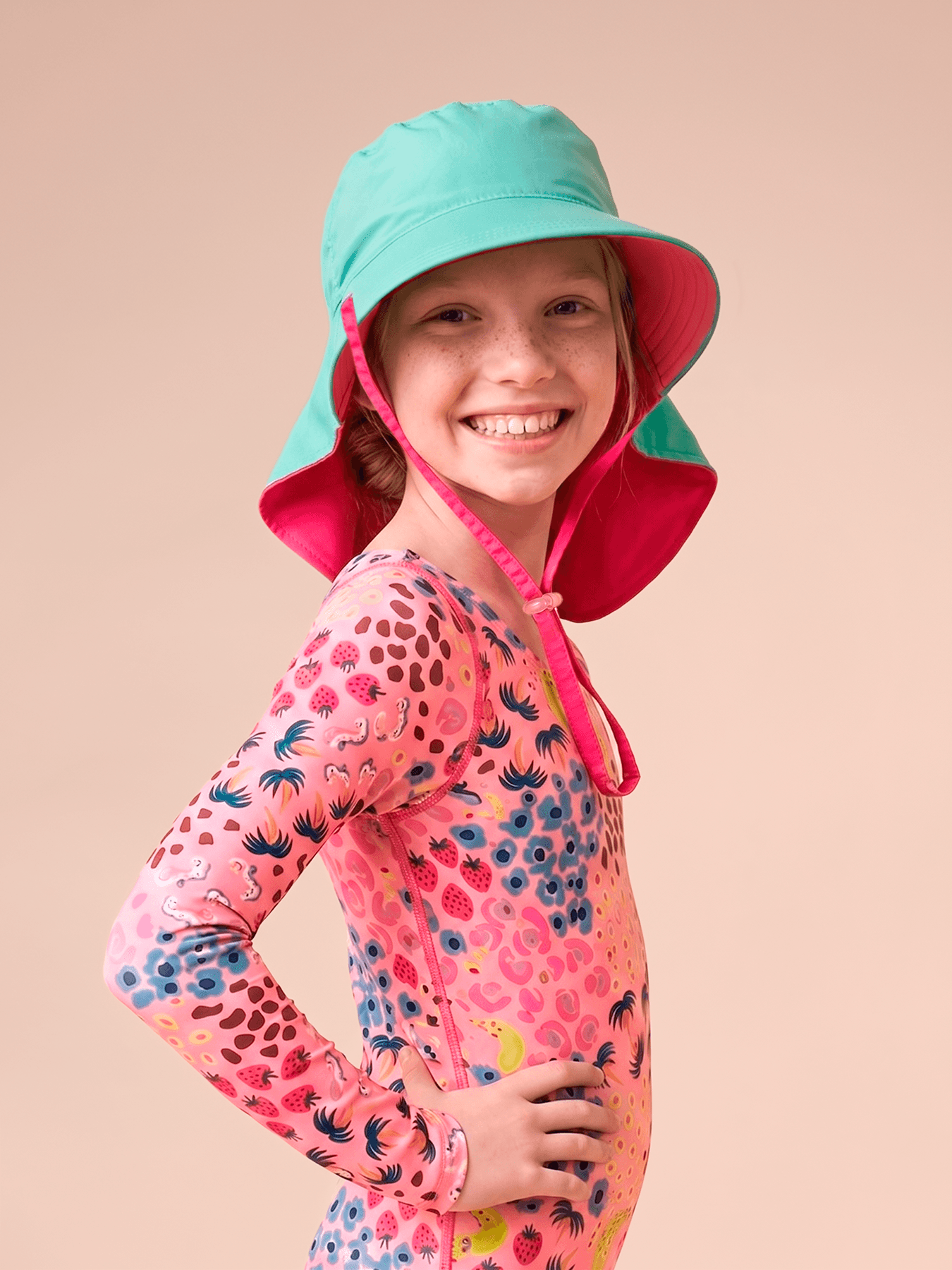 Chapéu UV Com Proteção Solar Infantil Dupla Face Sicilia Kids - Pink/Lagoa Pink/Lagoa 5