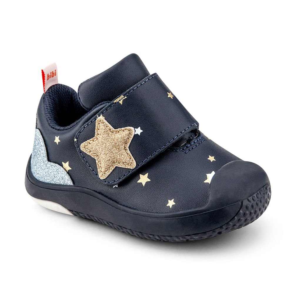 Tênis Infantil Bibi Prewalker Feminino Azul com Estampa de Estrelas