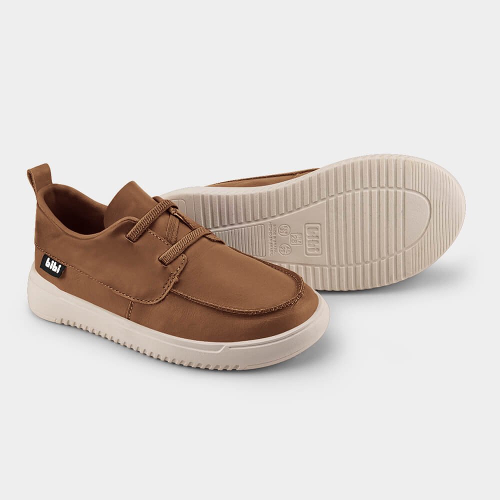 Tênis Infantil Casual Bibi New Way Caramelo de Couro 1192072 Azul 3