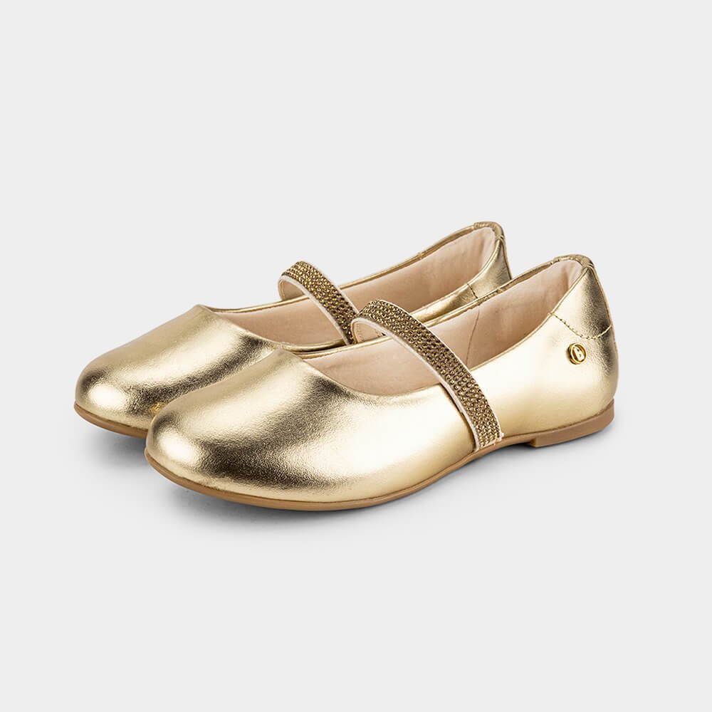 Sapatilha Infantil Bibi Ballerina Basic Dourada com Brilho Dourado 2