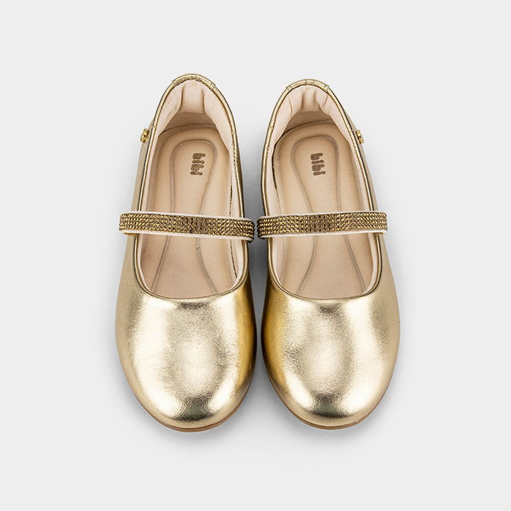 Sapatilha Infantil Bibi Ballerina Basic Dourada com Brilho Dourado 3