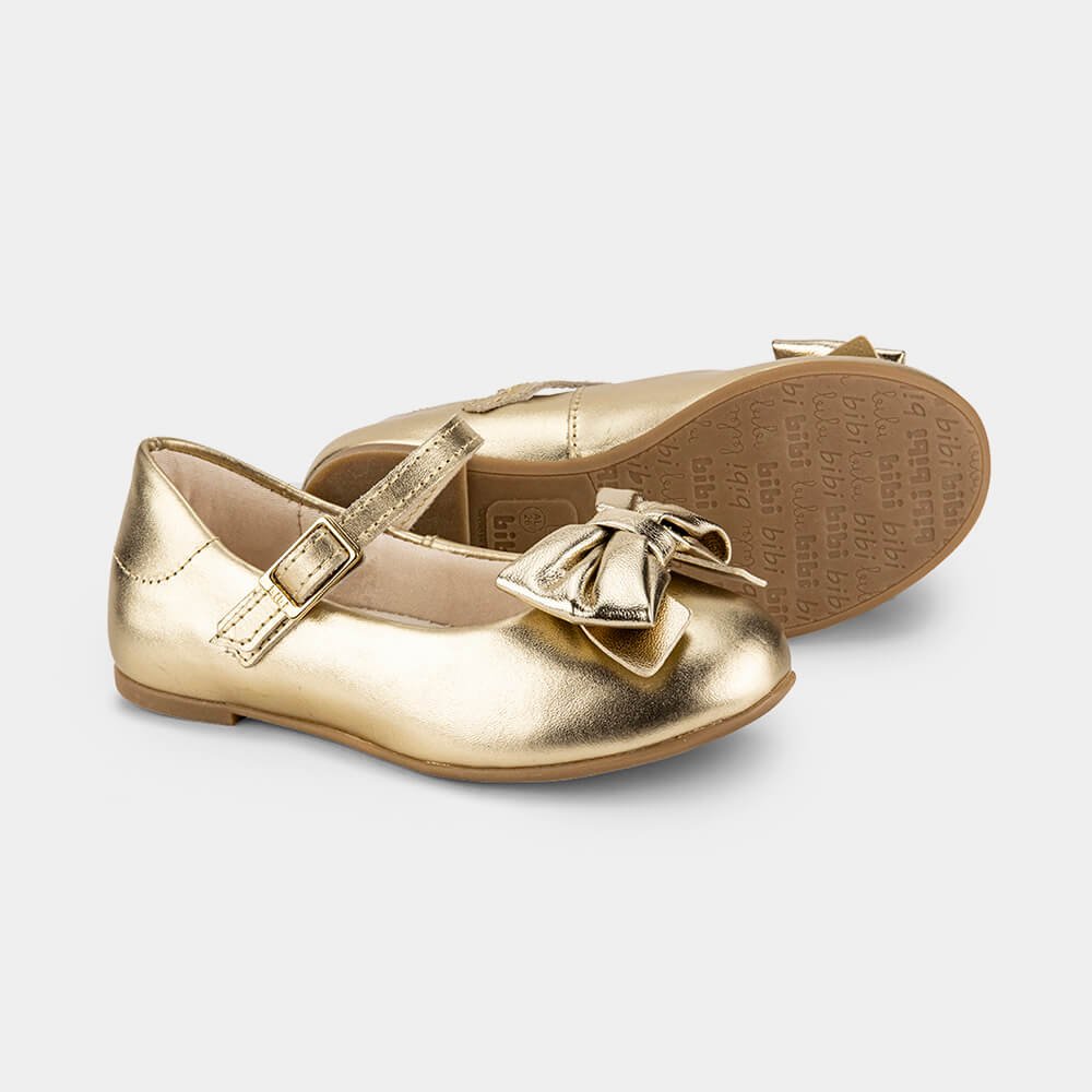 Sapatilha Infantil Bibi Ballerina Basic Dourada com Laço Dourado 4