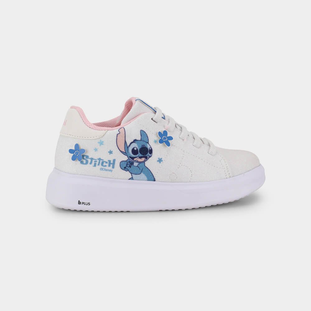 Tênis Infantil Bibi Glam com Brilhos Stitch da Disney Branco 1