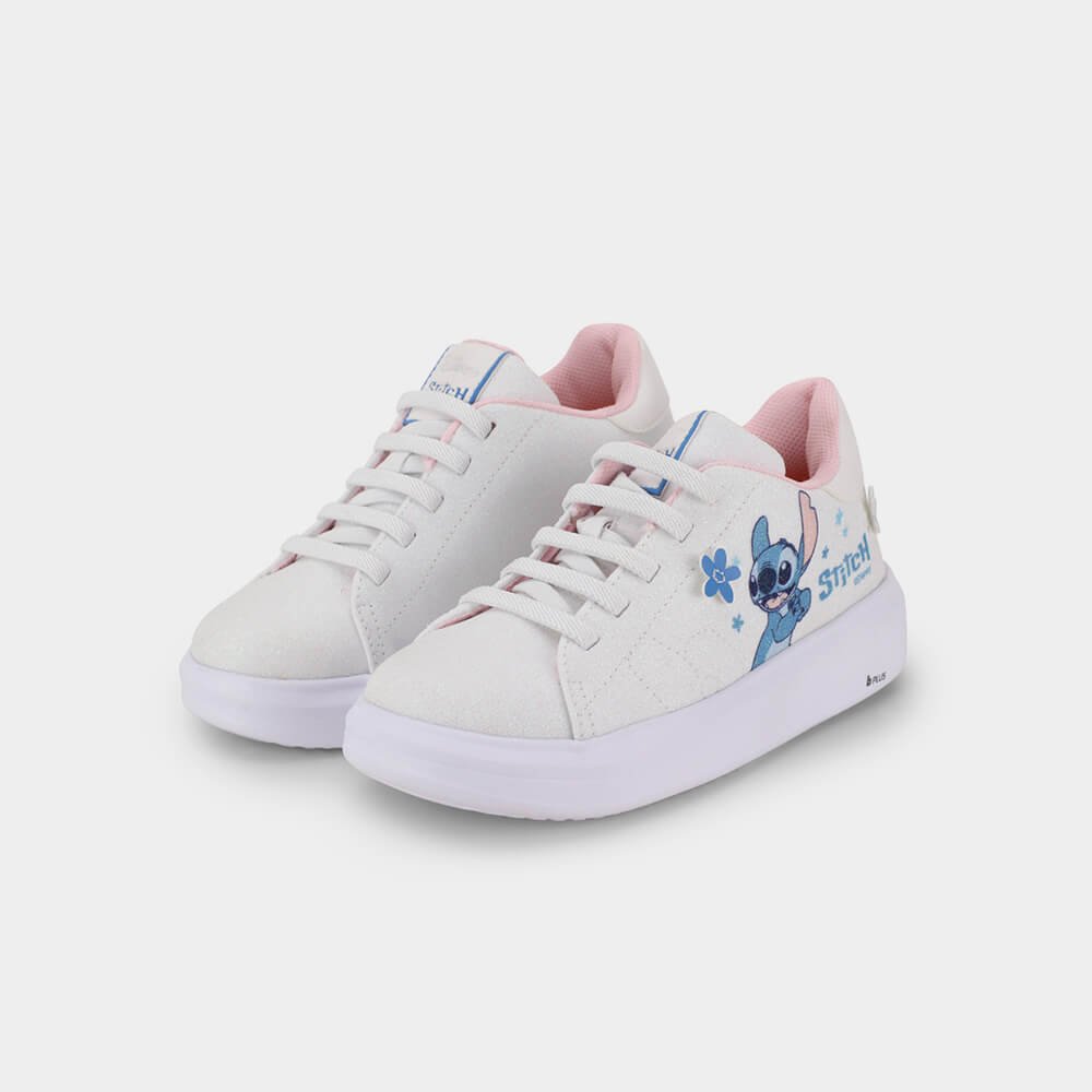 Tênis Infantil Bibi Glam com Brilhos Stitch da Disney Branco 3