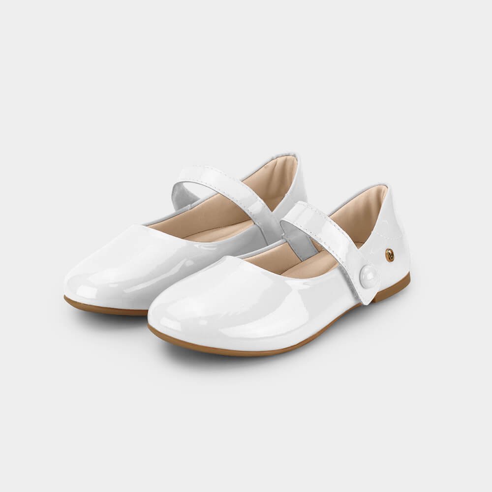 Sapatilha Infantil Bibi Ballerina Basic de Verniz Branca Branco 2