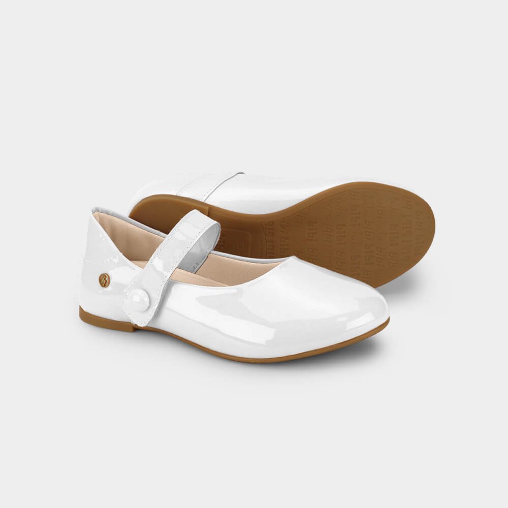 Sapatilha Infantil Bibi Ballerina Basic de Verniz Branca Branco 4