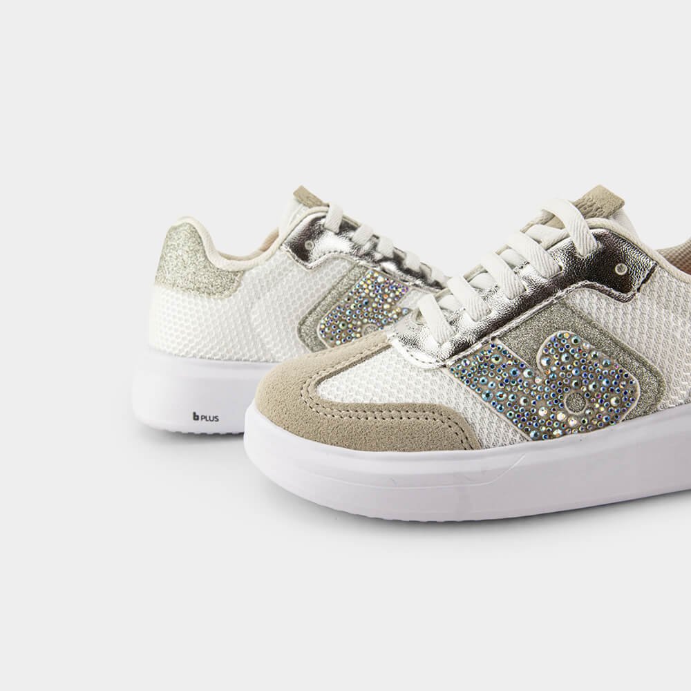 Tênis Infantil Bibi Glam Branco com Prata de Brilhos Branco 3