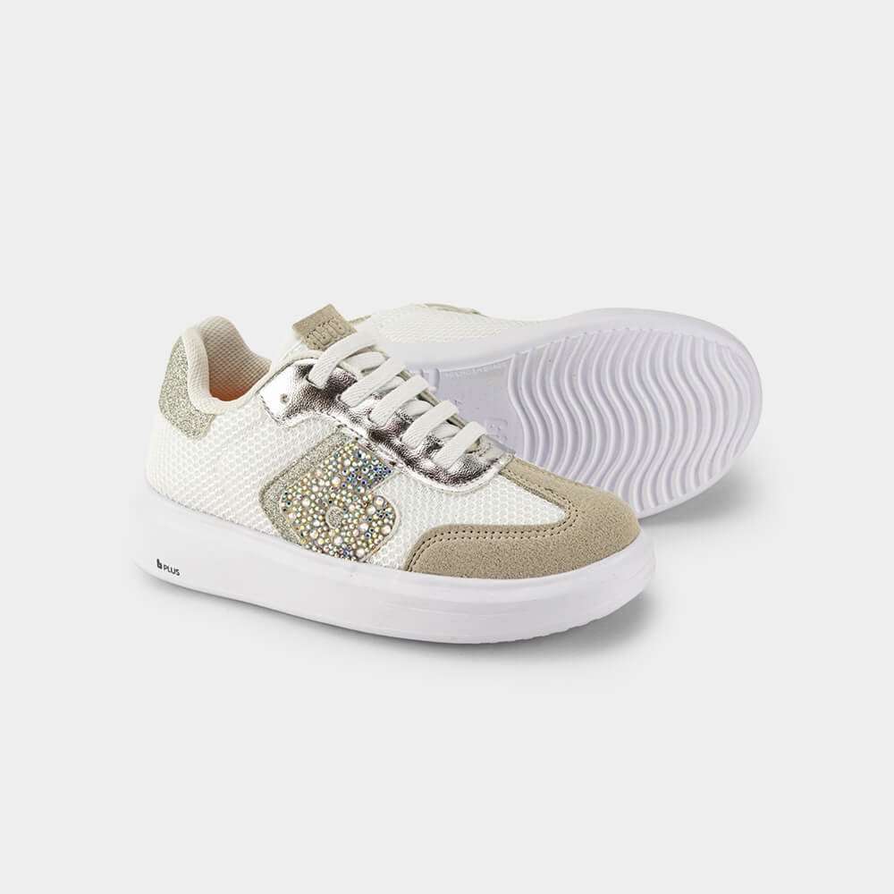 Tênis Infantil Bibi Glam Branco com Prata de Brilhos Branco 6