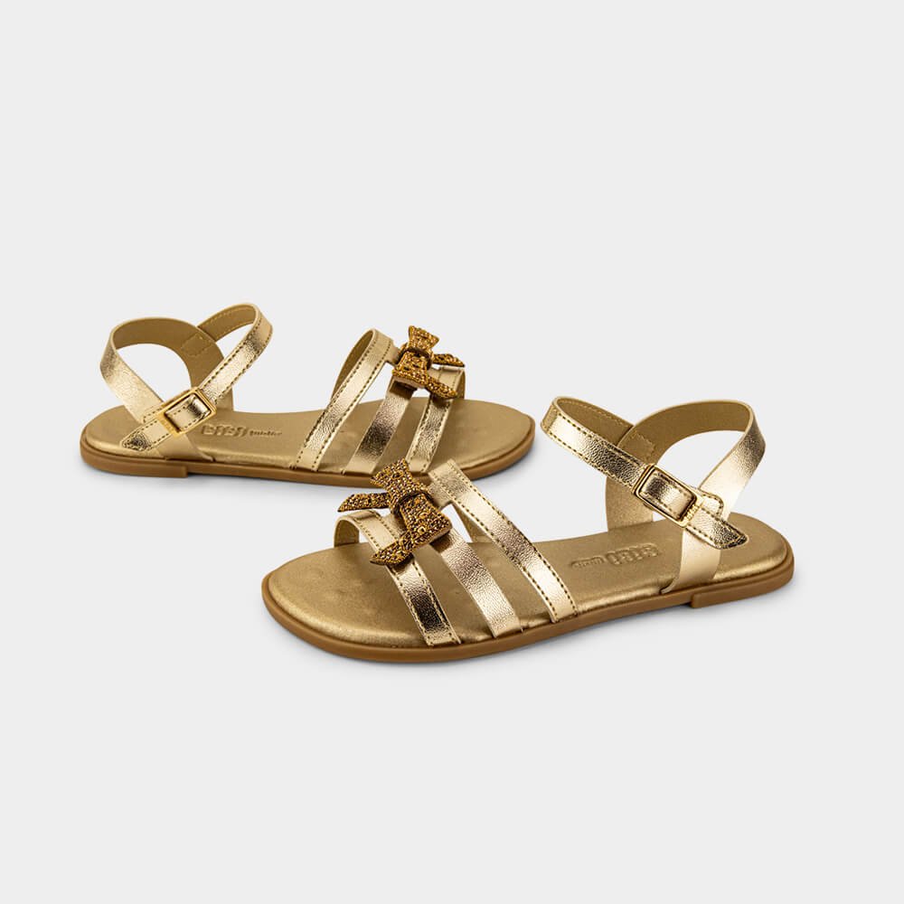 Sandália Infantil Bibi Shine Kids Dourada de Tiras Dourado 3