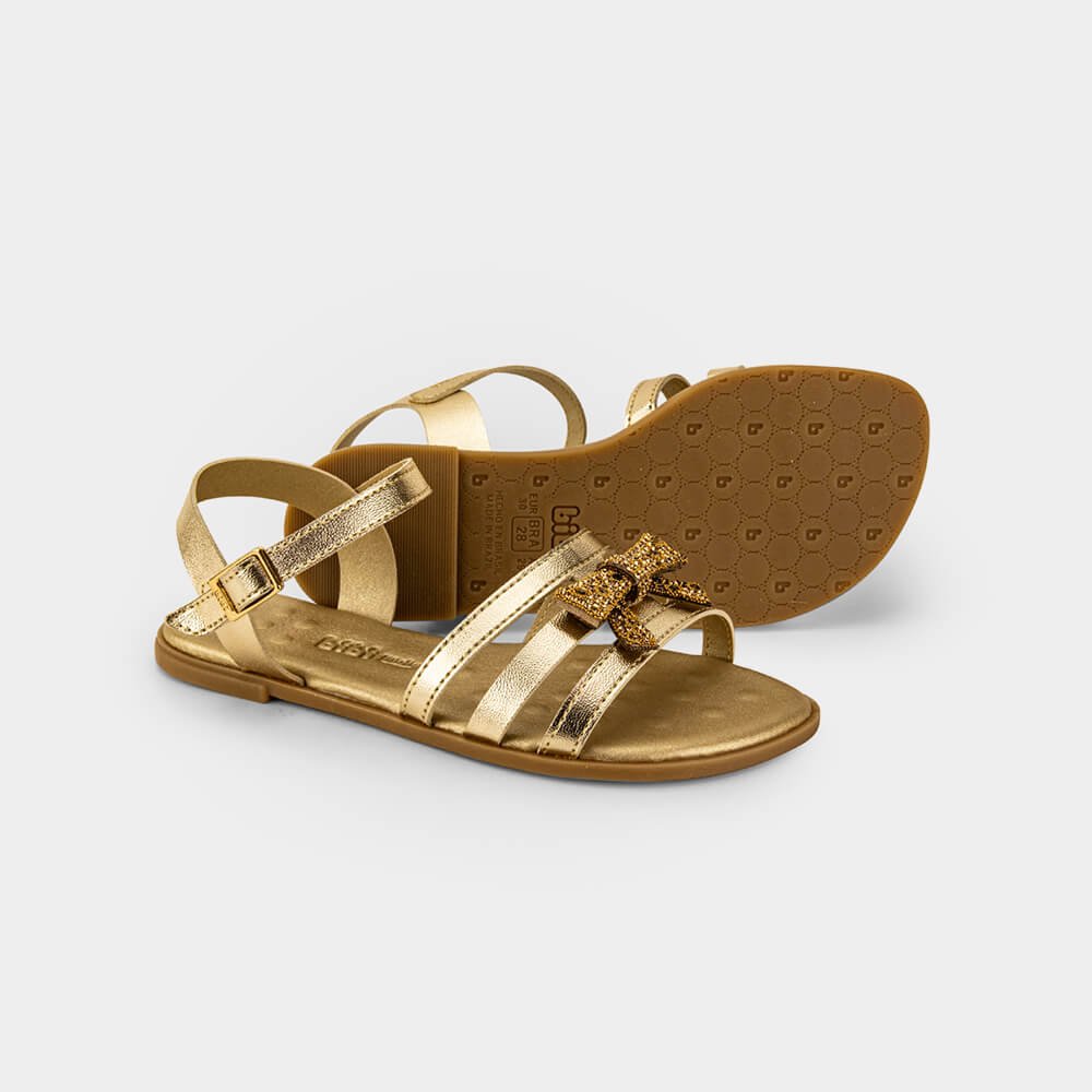 Sandália Infantil Bibi Shine Kids Dourada de Tiras Dourado 4