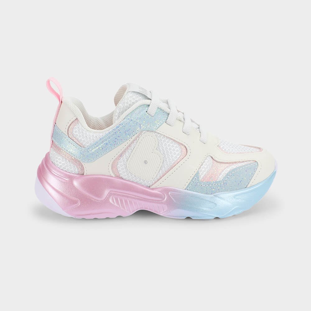 Tênis Infantil Bibi Pegasus Branco com Rosa Multicores 1