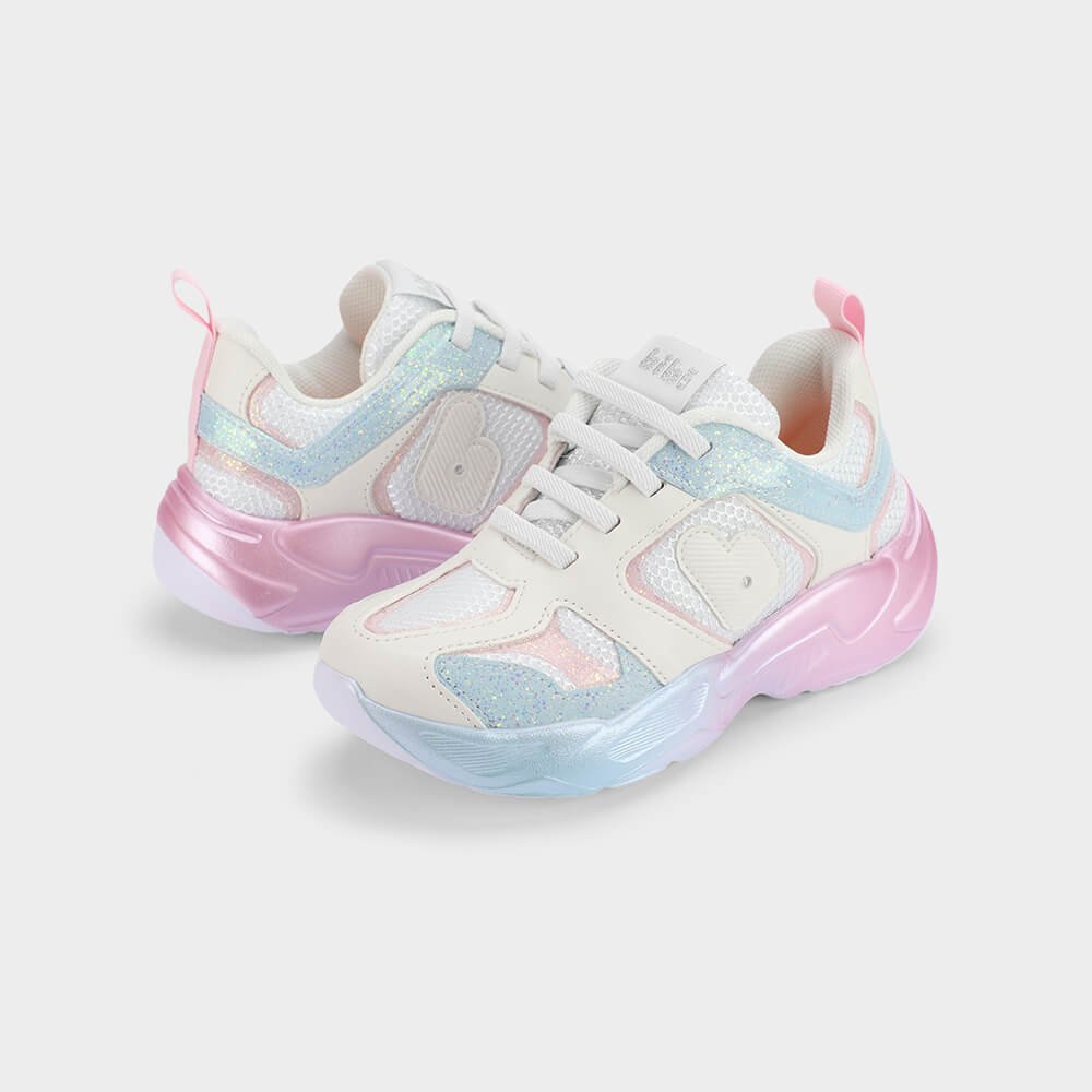 Tênis Infantil Bibi Pegasus Branco com Rosa Multicores 3