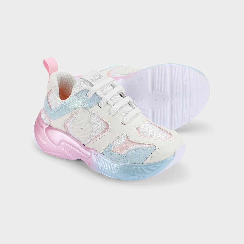Tênis Infantil Bibi Pegasus Branco com Rosa Multicores 4