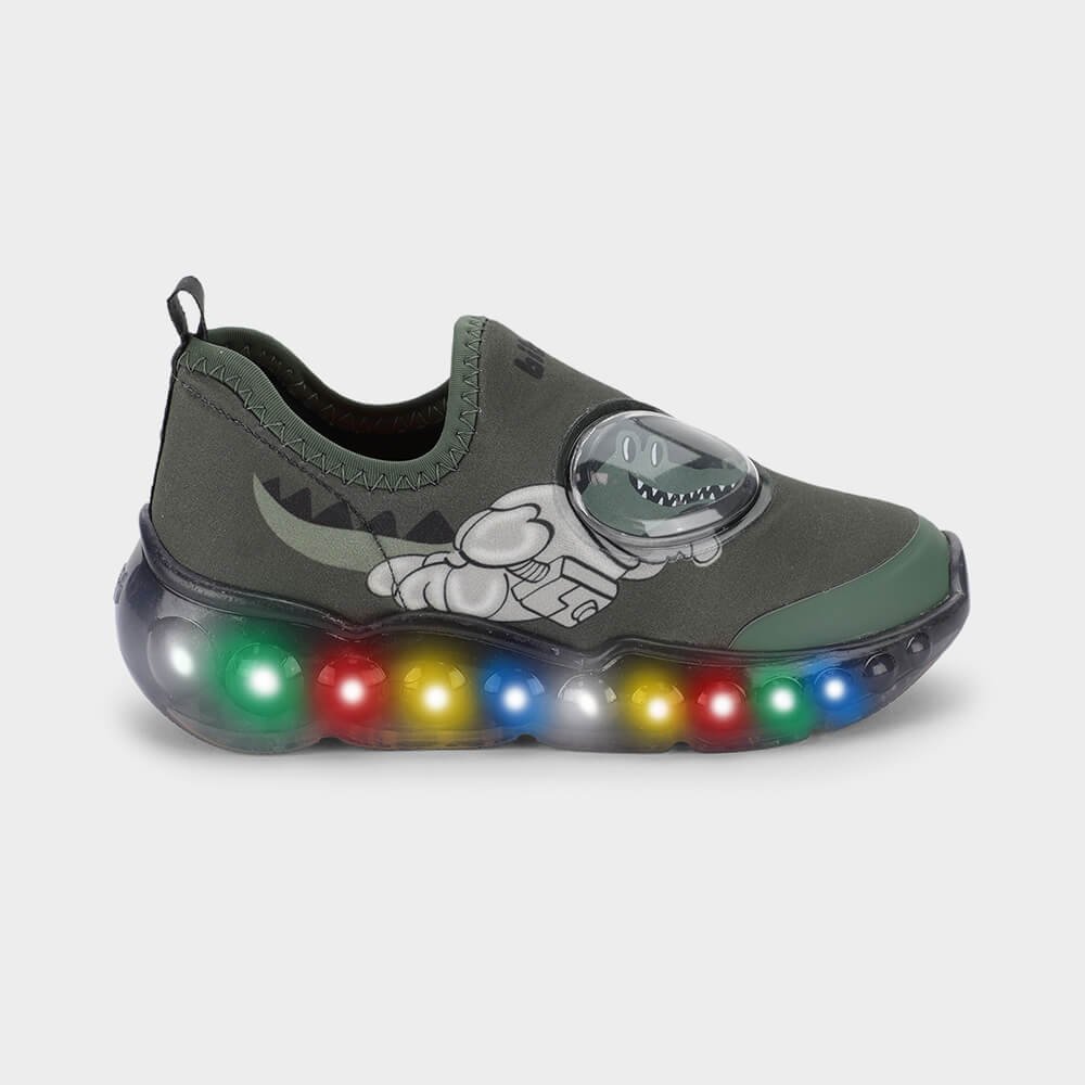 Tênis Infantil de Luz Bibi Roller Celebration Verde de Dino Verde