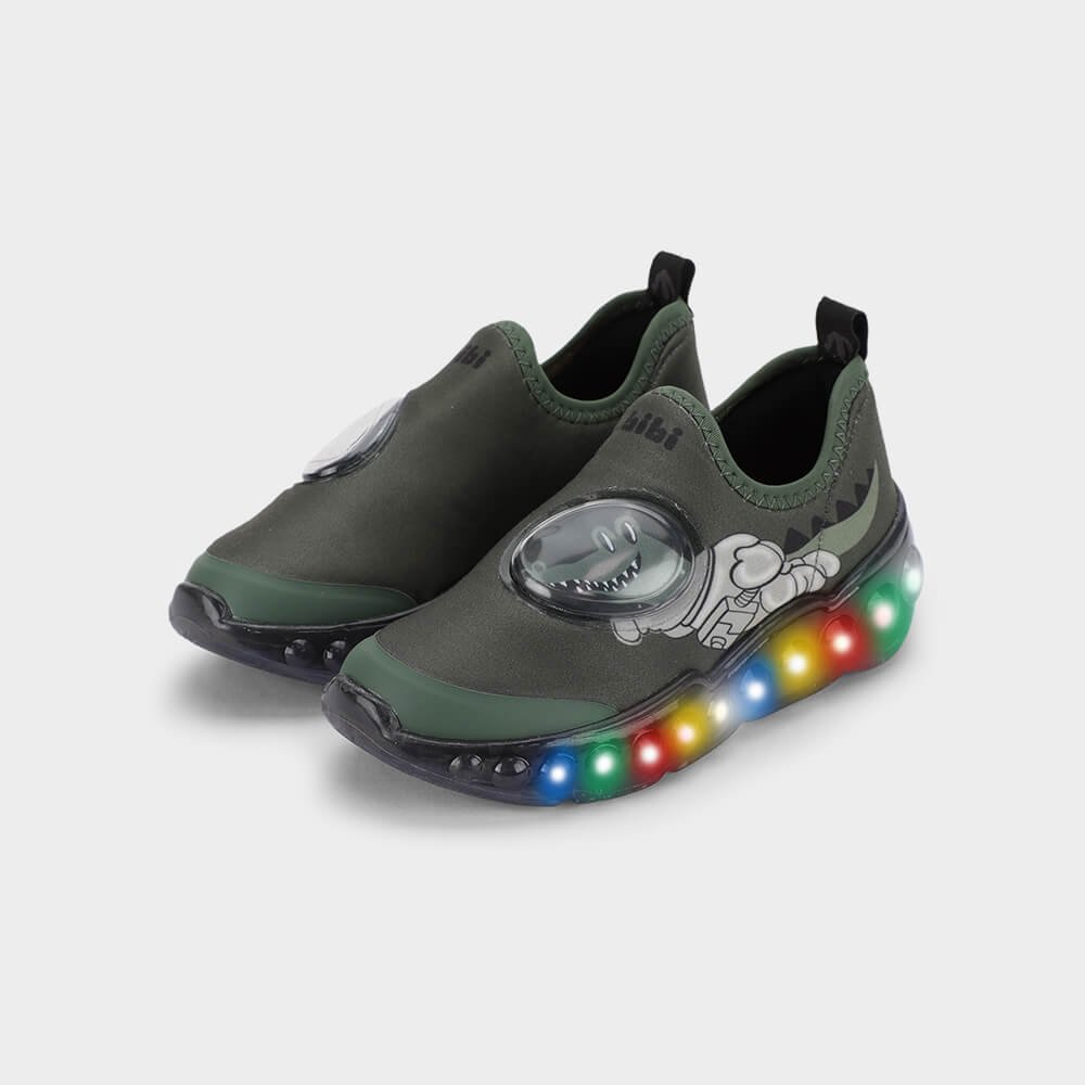 Tênis Infantil de Luz Bibi Roller Celebration Verde de Dino Verde