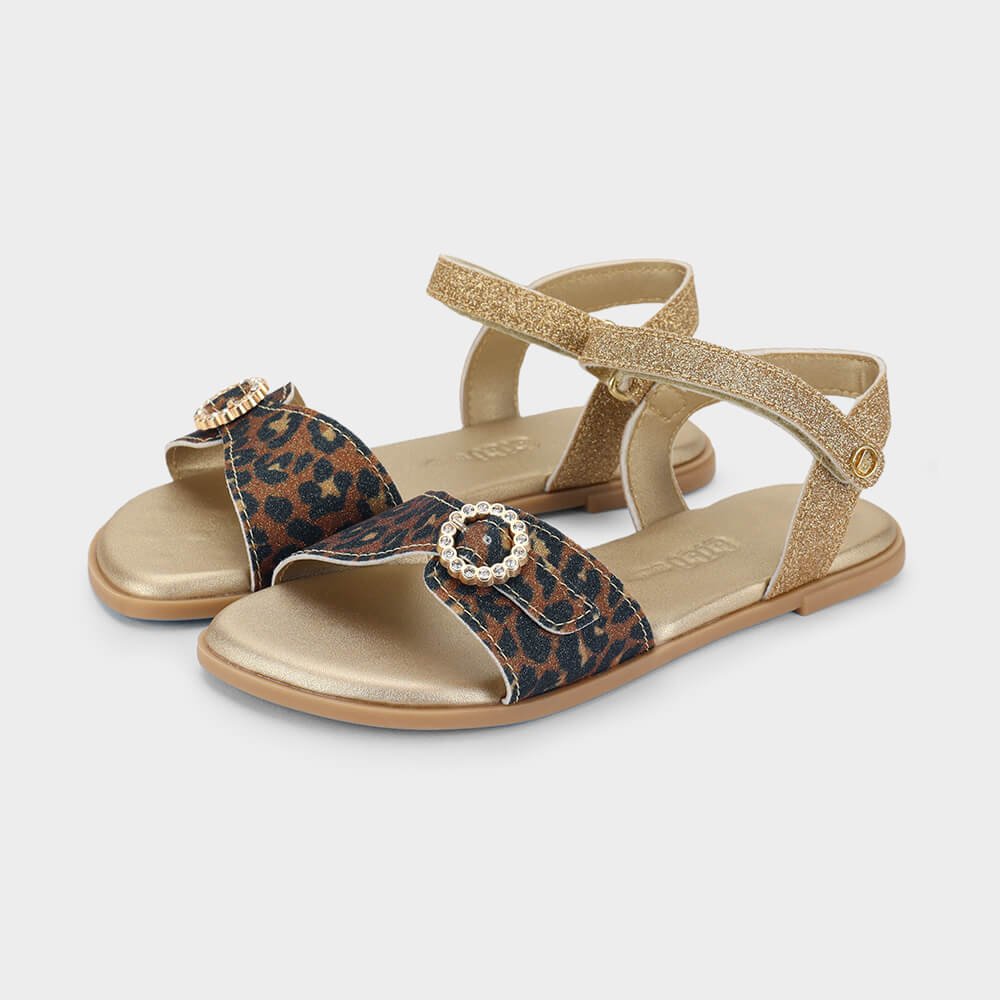 Sandália Infantil Bibi Shine Kids de Onça Dourado 2