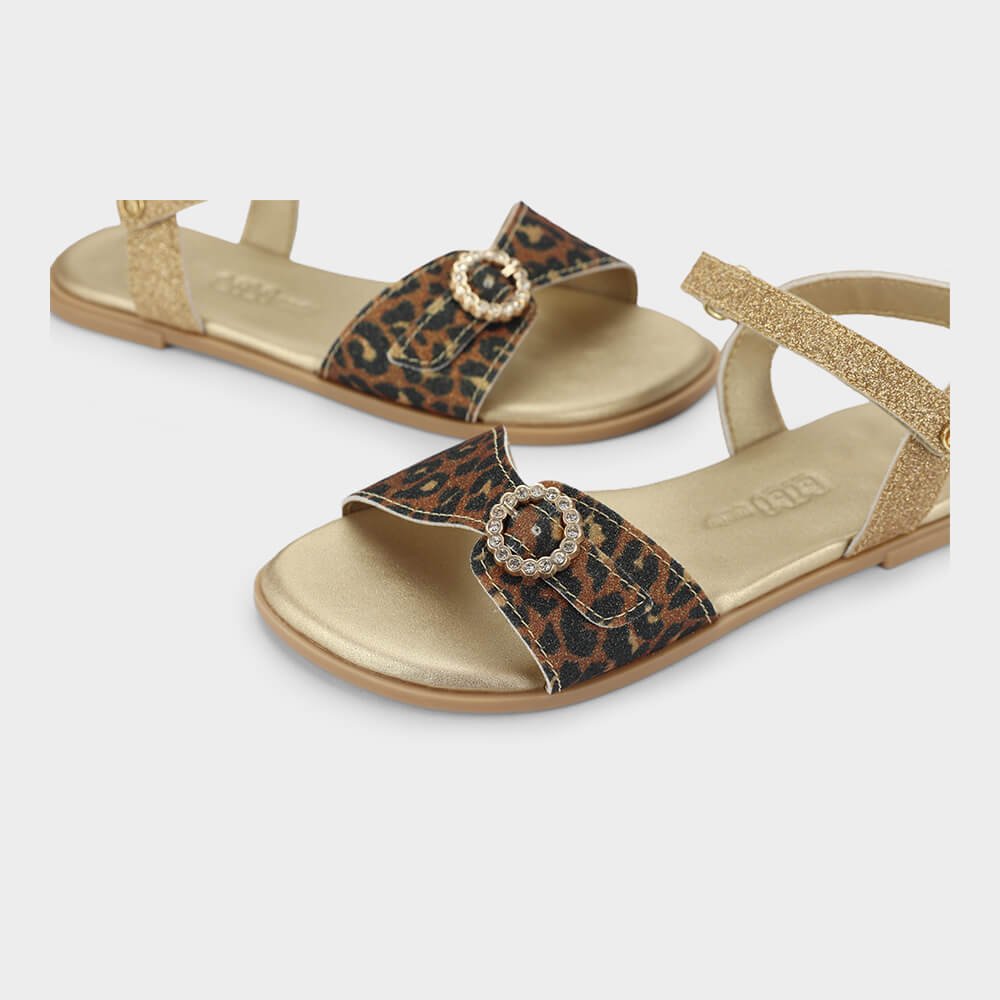 Sandália Infantil Bibi Shine Kids de Onça Dourado 3