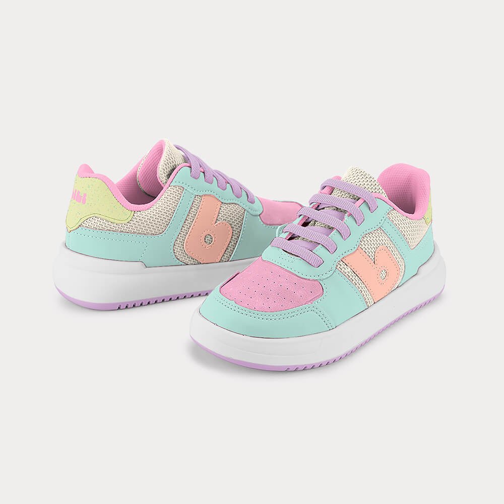 Tênis Infantil Bibi B College Rosa com Verde Multicores 3