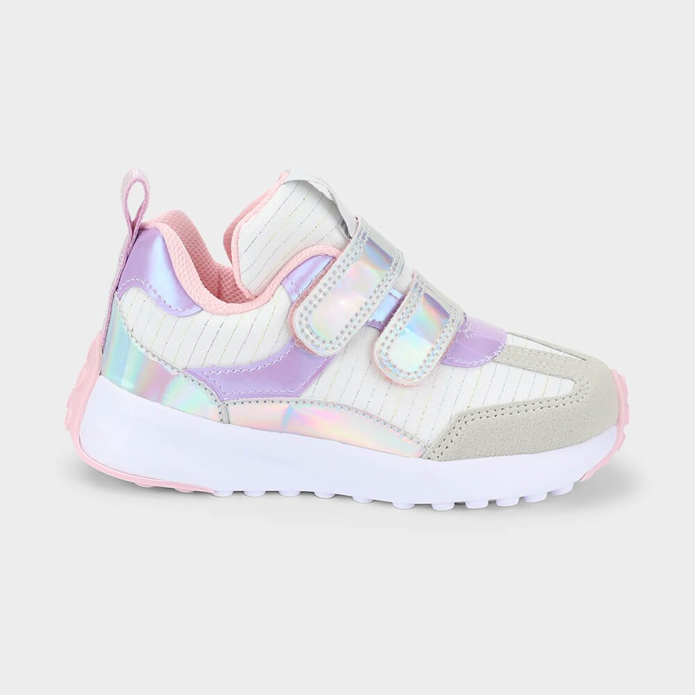 Tênis Infantil Bibi Jogging Kids Branco com Lilás Branco/Prata 1