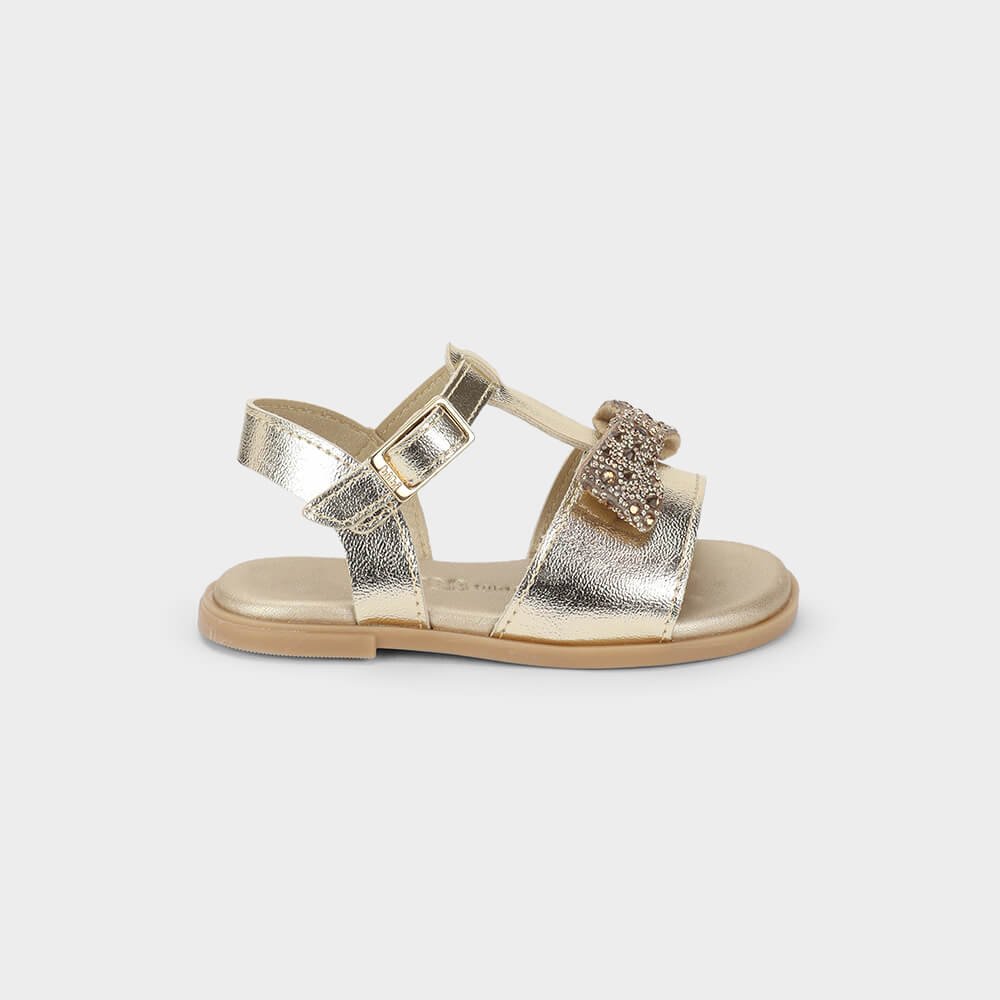 Sandália Infantil Bibi Shine Mini Dourada com Laço