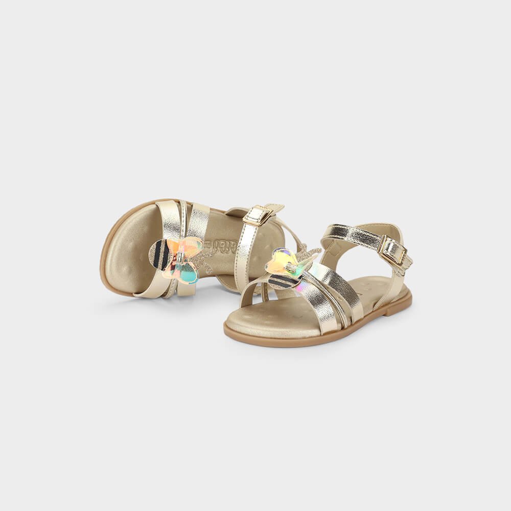 Sandália Infantil Bibi Shine Mini Dourada de Abelha Dourado 2