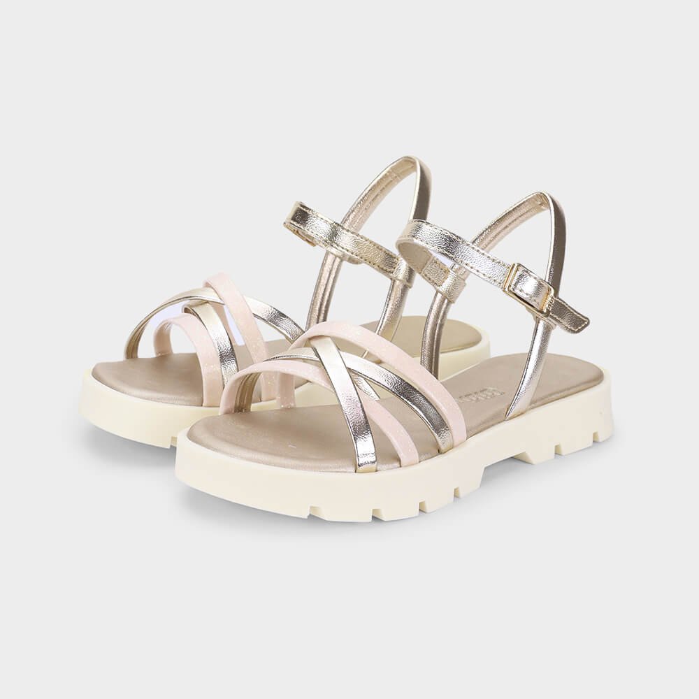 Sandália Infantil Bibi Plataforma 2.0 Dourada Prata 2