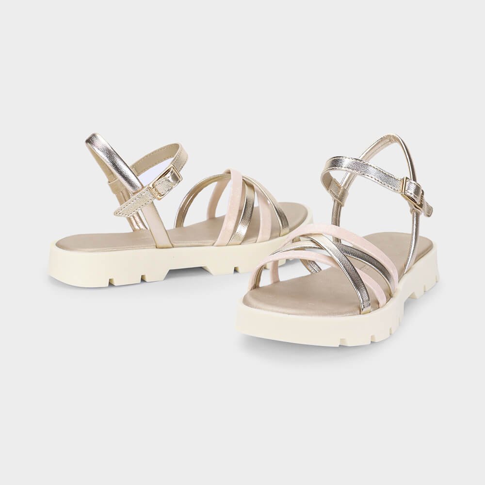 Sandália Infantil Bibi Plataforma 2.0 Dourada Prata 3