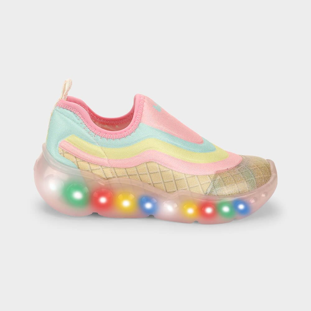 Tênis Infantil de Luz Bibi Roller Celebration 3.0 Rosa de Sorvete